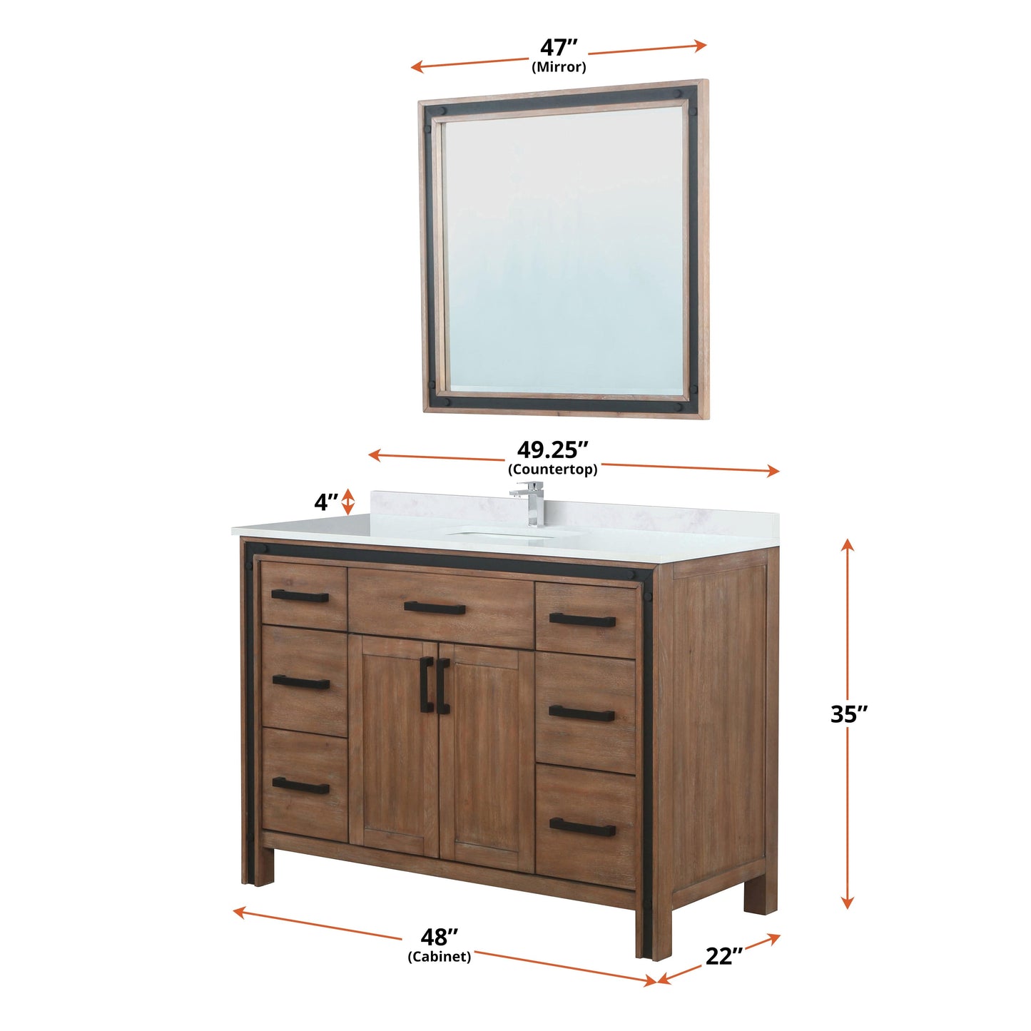 Bell + Modern Bathroom Vanity Augustine 48" x 22" Single Bath Vanity