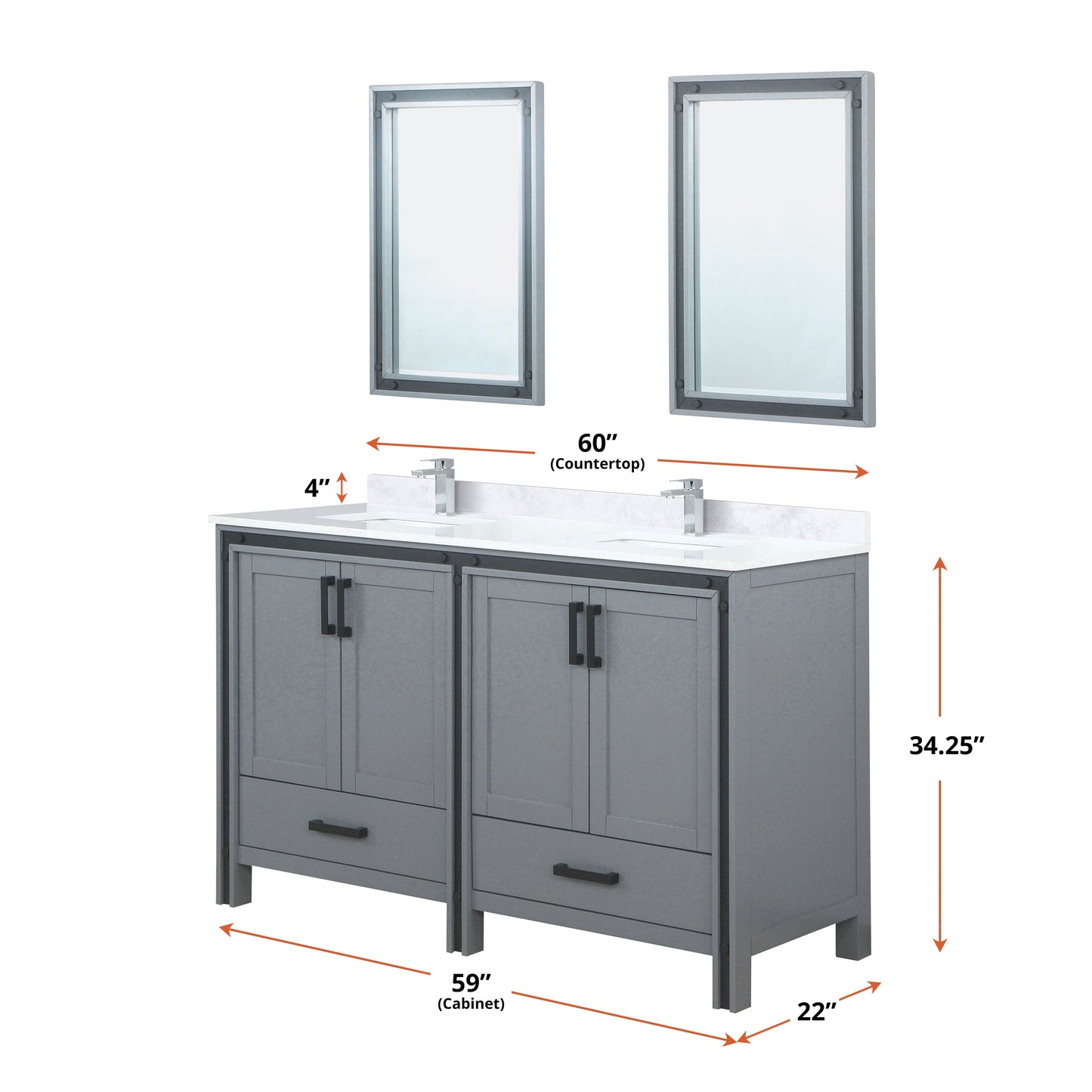 Bell + Modern Bathroom Vanity Augustine 60" x 22" Double Bath Vanity