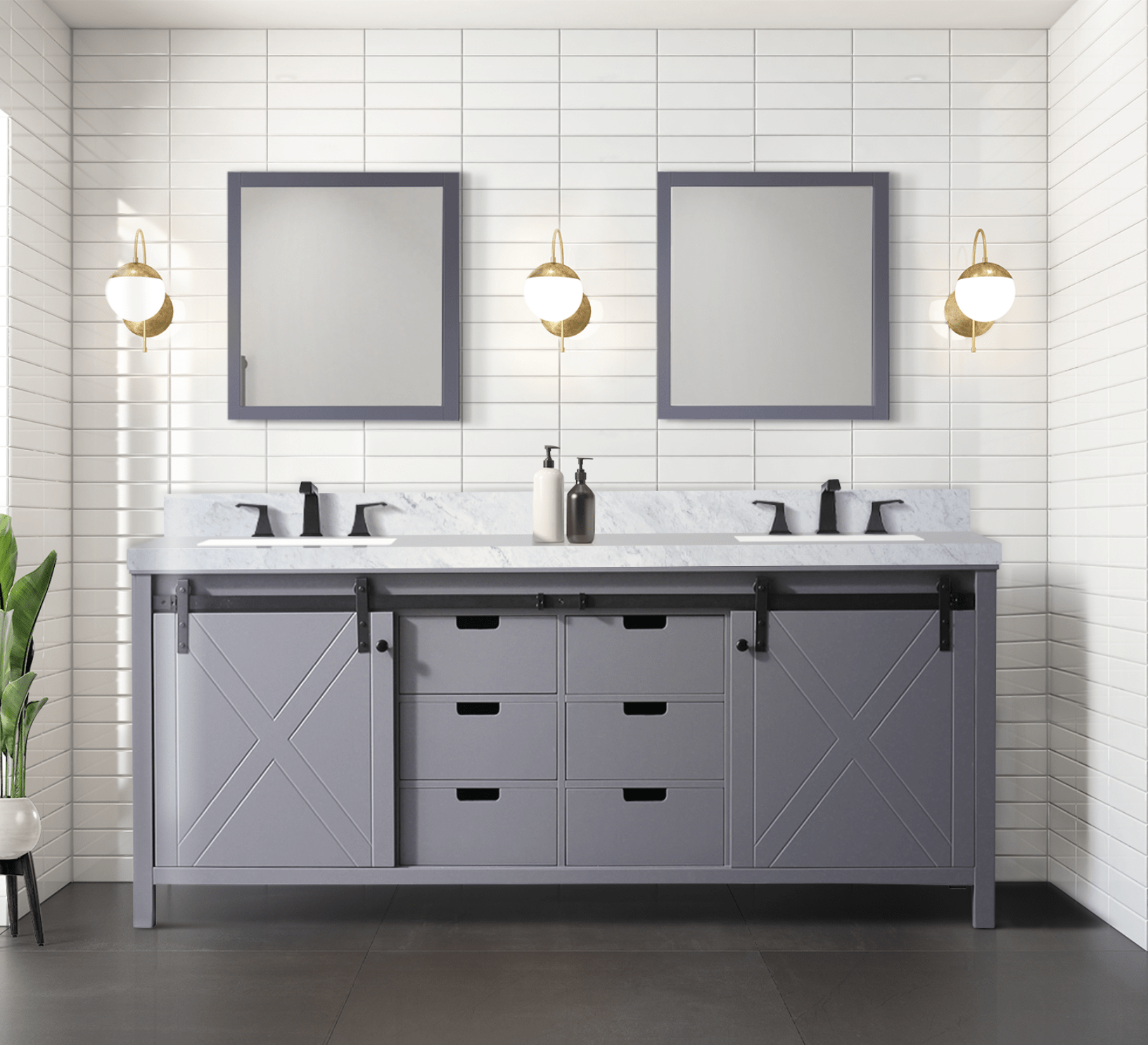 Bell + Modern Bathroom Vanity Dark Grey / No Countertop / No Mirror Ketchum 80" x 22" Double Bath Vanity