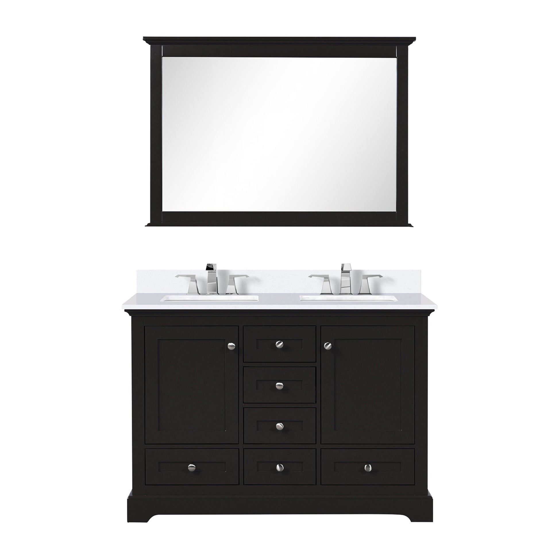 Lexora Bathroom Vanity Espresso / Cultured Marble / 46" Mirror Dukes 48" x 22" Double Bath Vanity