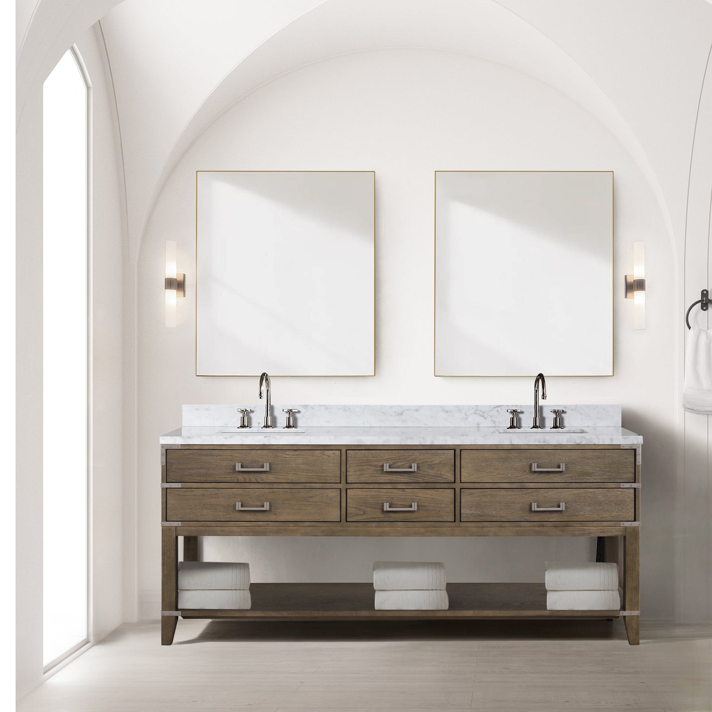Lexora Bathroom Vanity Grey Oak / No Faucet / No Mirror Norwalk 80" x 22" Double Bath Vanity