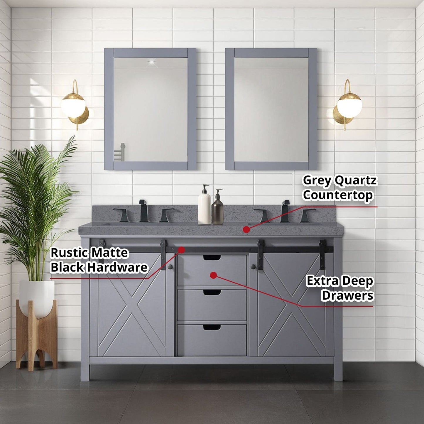 Bell + Modern Bathroom Vanity Ketchum 60" x 22" Double Bath Vanity