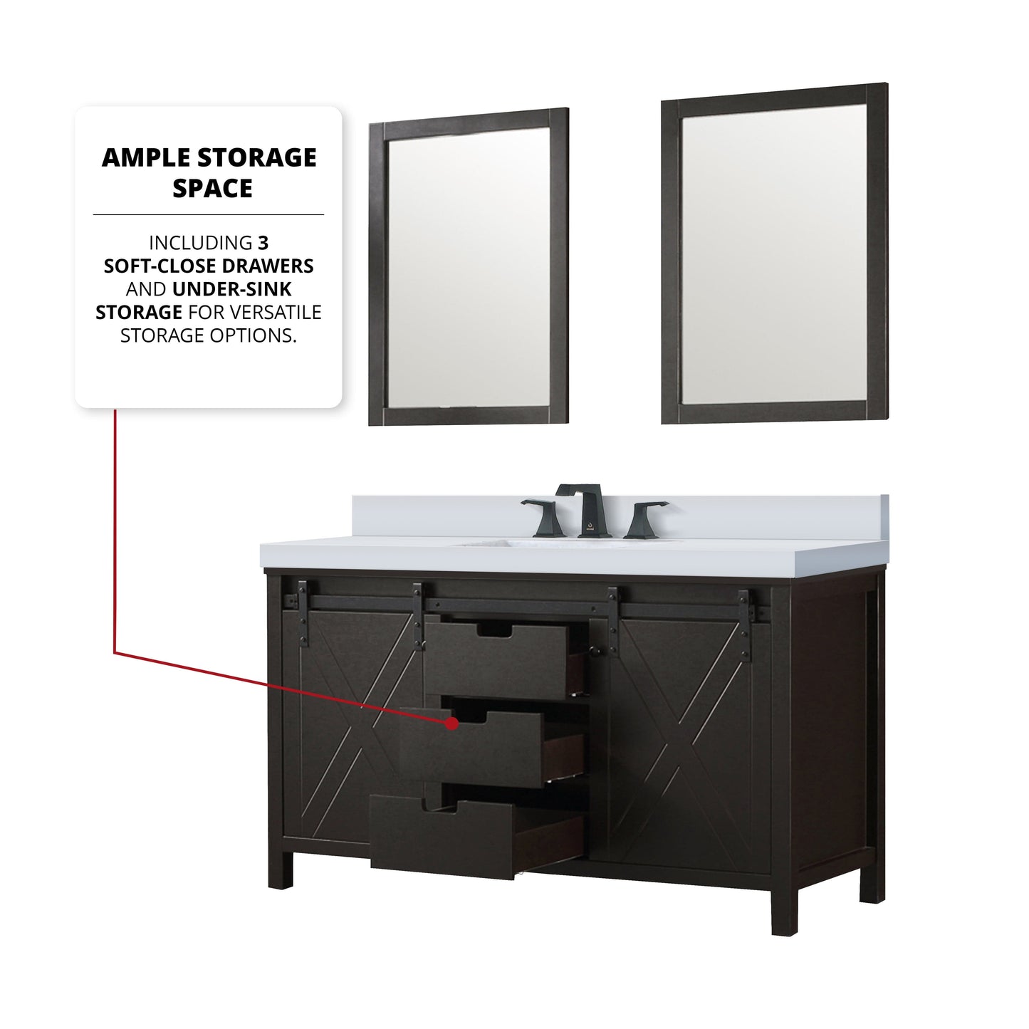 Bell + Modern Bathroom Vanity Ketchum 60" x 22" Double Bath Vanity