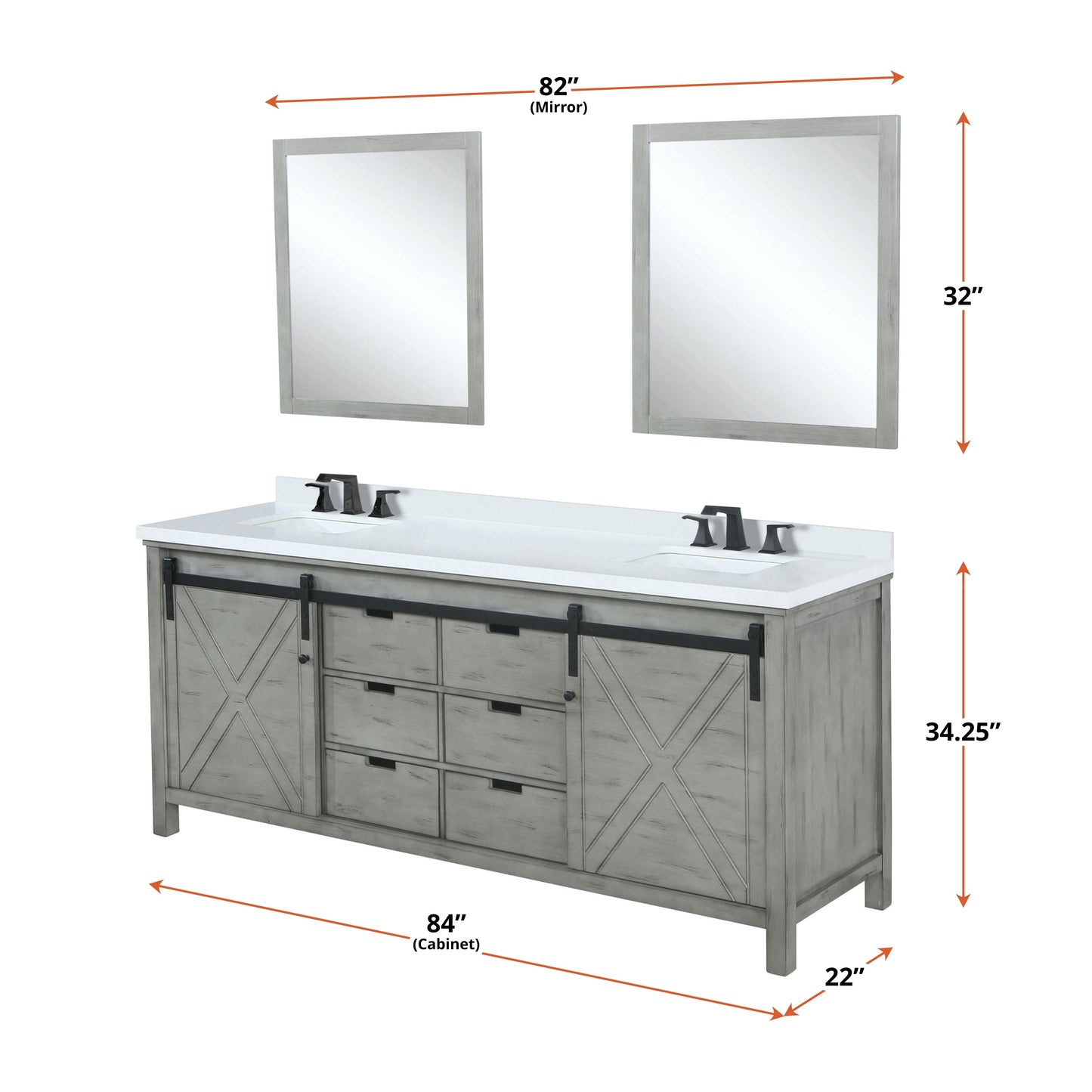 Bell + Modern Bathroom Vanity Ketchum 84" x 22" Double Bath Vanity