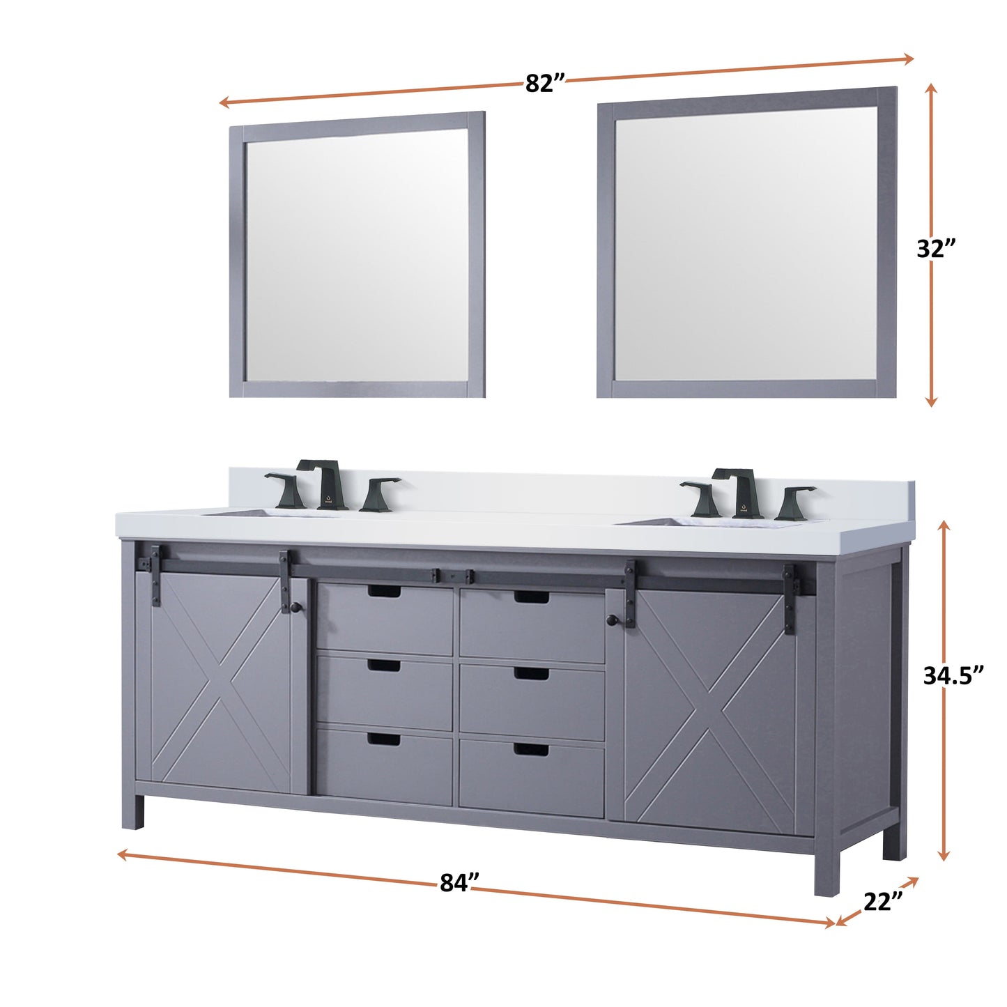 Bell + Modern Bathroom Vanity Ketchum 84" x 22" Double Bath Vanity