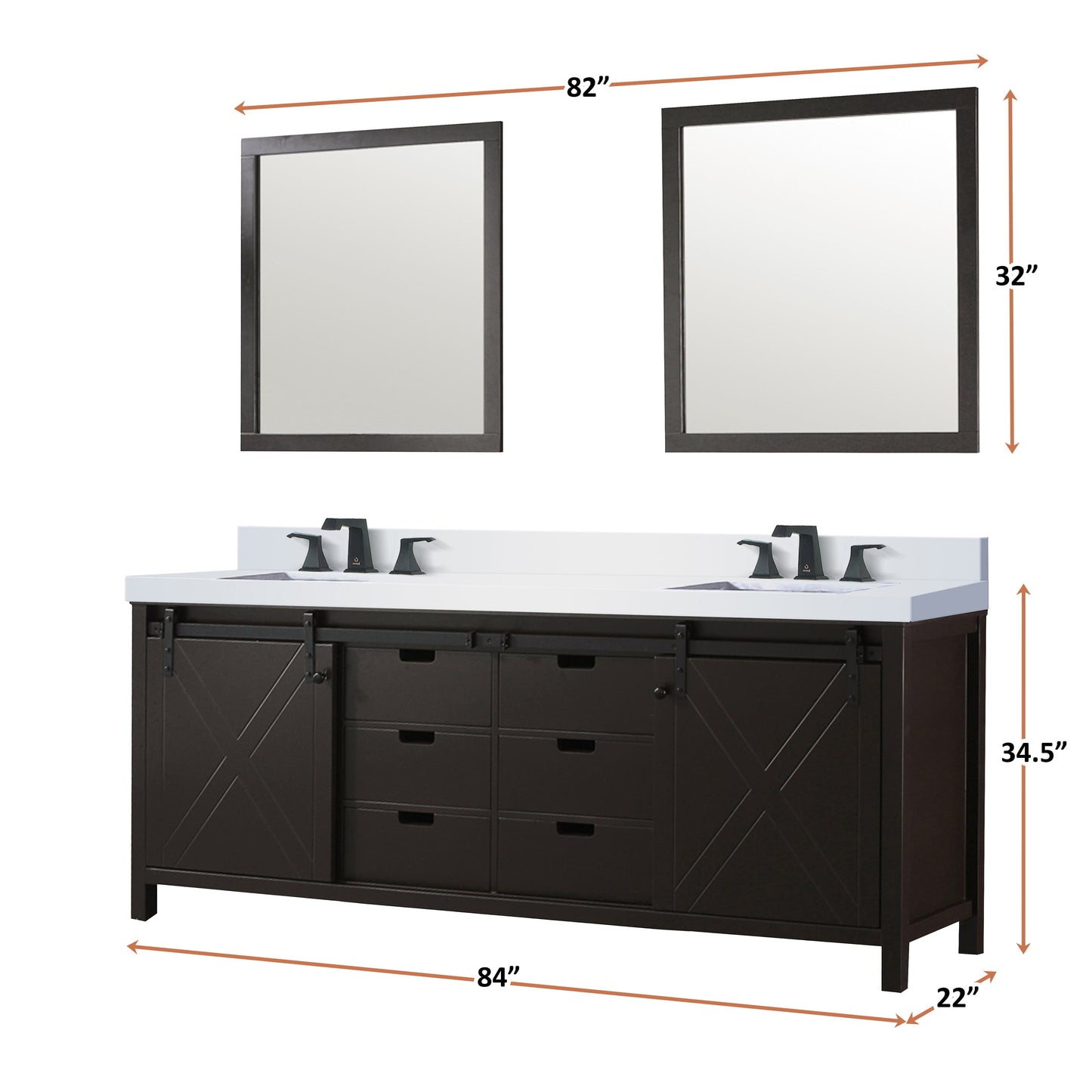 Bell + Modern Bathroom Vanity Ketchum 84" x 22" Double Bath Vanity