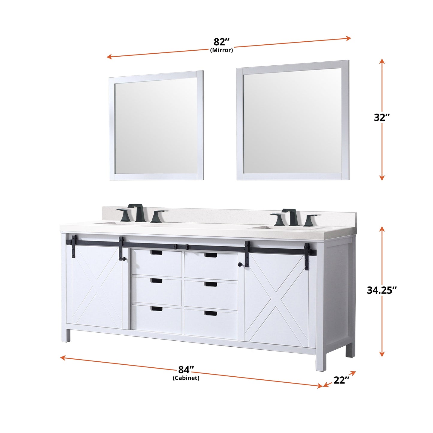 Bell + Modern Bathroom Vanity Ketchum 84" x 22" Double Bath Vanity