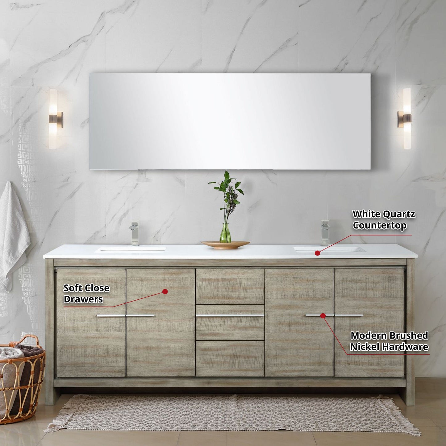 Lexora Bathroom Vanity Lafarre 80" Rustic Acacia Double Bathroom Vanity