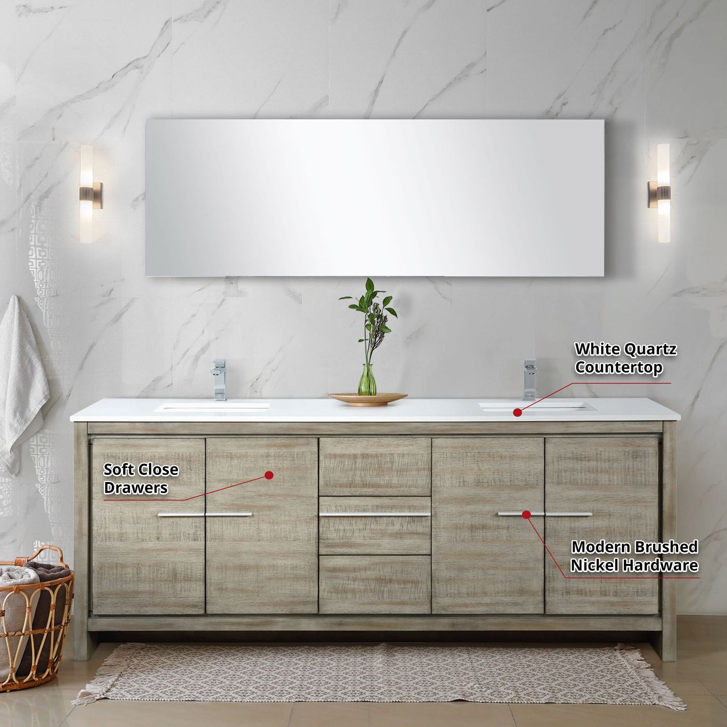 Lexora Bathroom Vanity Lafarre 80" Rustic Acacia Double Bathroom Vanity