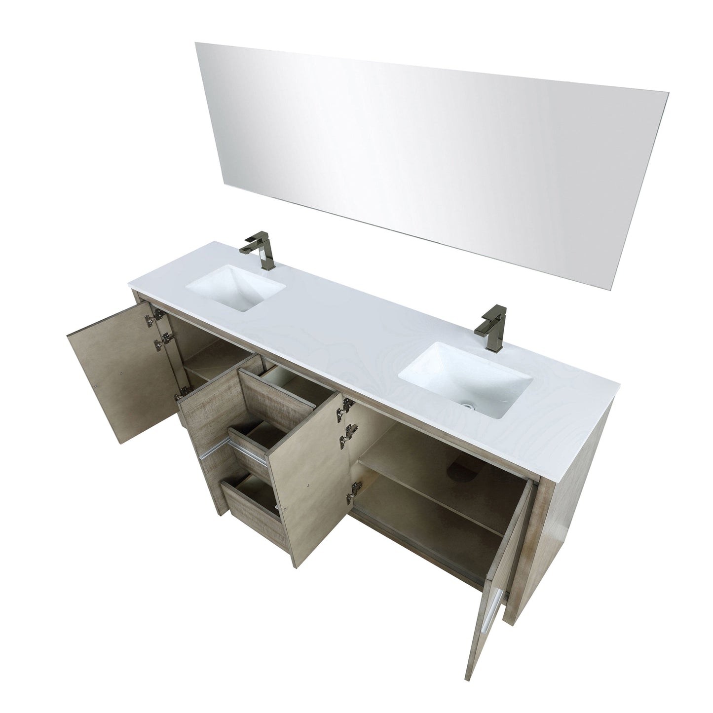 Lexora Bathroom Vanity Lafarre 80" Rustic Acacia Double Bathroom Vanity