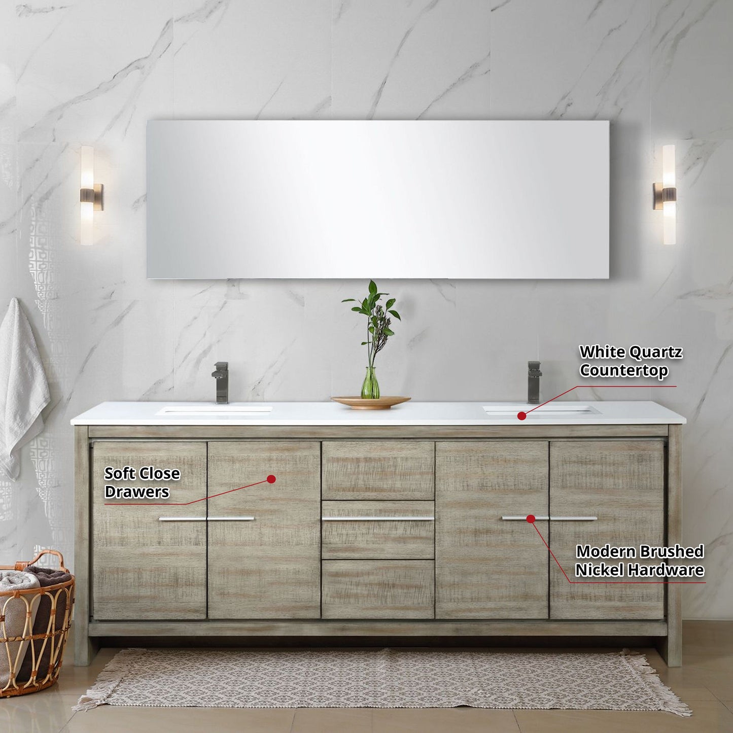 Lexora Bathroom Vanity Lafarre 80" Rustic Acacia Double Bathroom Vanity