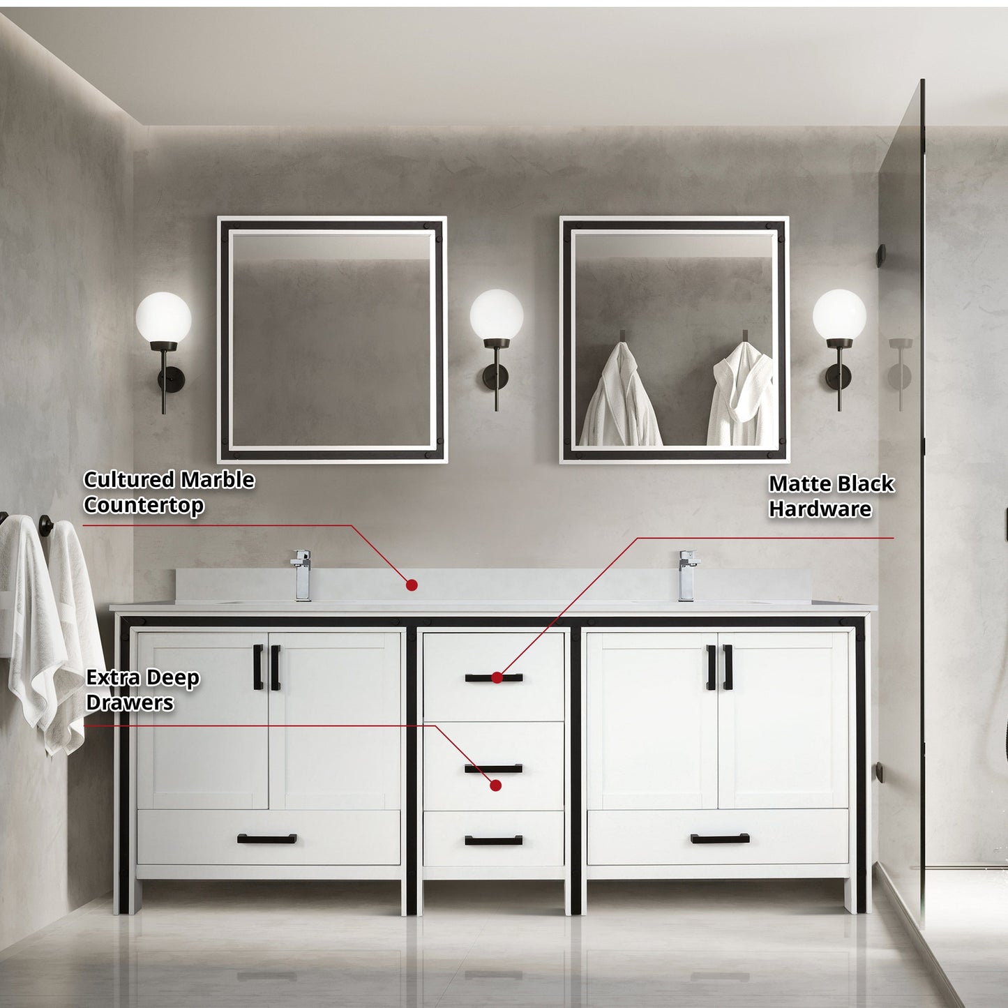 Bell + Modern Bathroom Vanity White / No Countertop Augustine 84" x 22" Double Bath Vanity