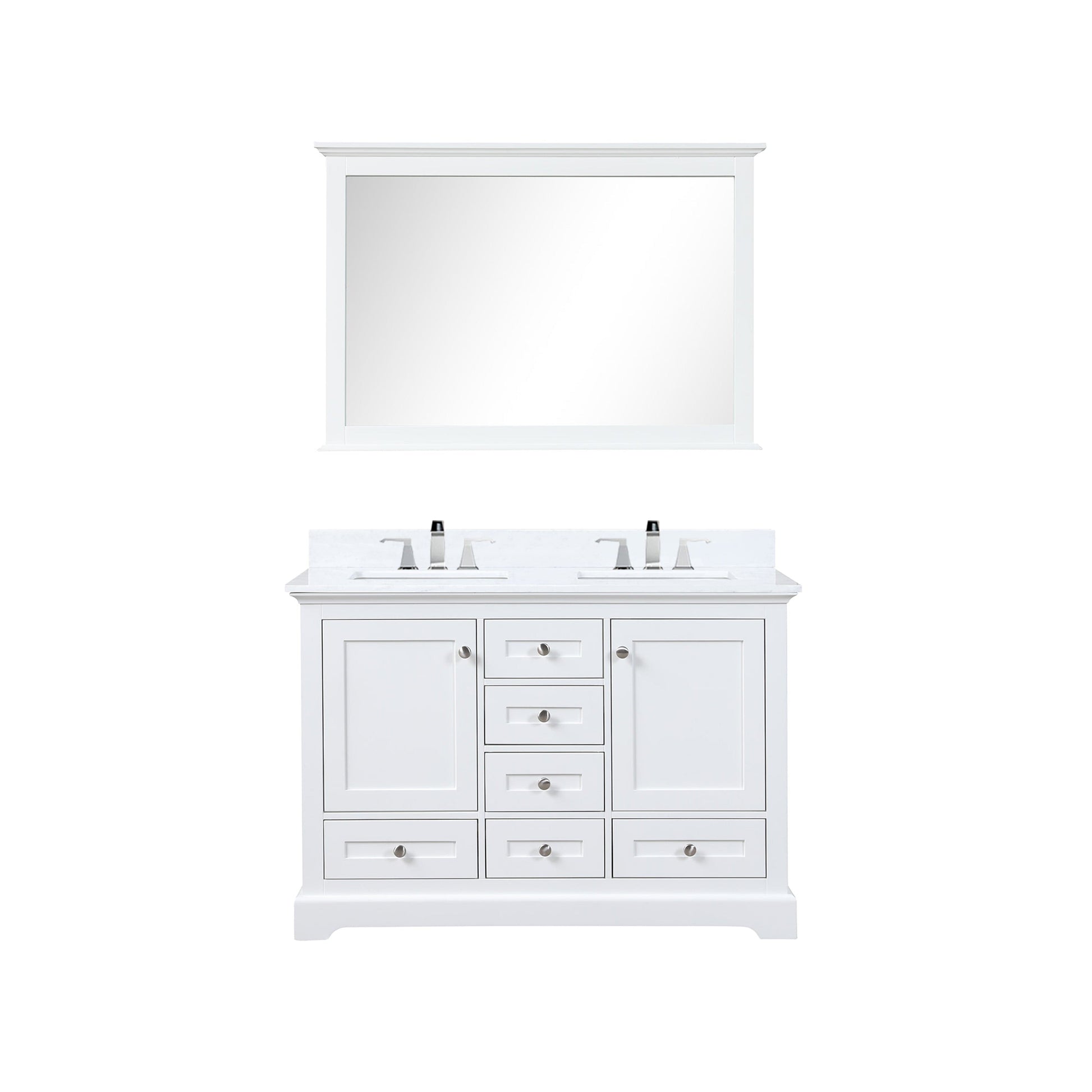 Lexora Bathroom Vanity White / White Quartz / No Mirror Dukes 48" x 22" Double Bath Vanity