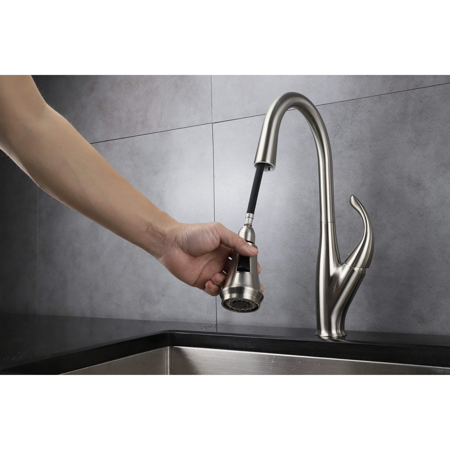 Lexora Faucet Garbatella Brass Kitchen Faucet w/ Pull Out Sprayer