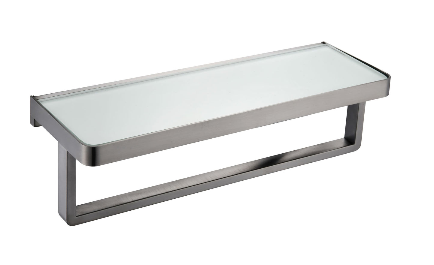 Bagno Bianca Stainless Steel White Glass Shelf w/ Towel Bar