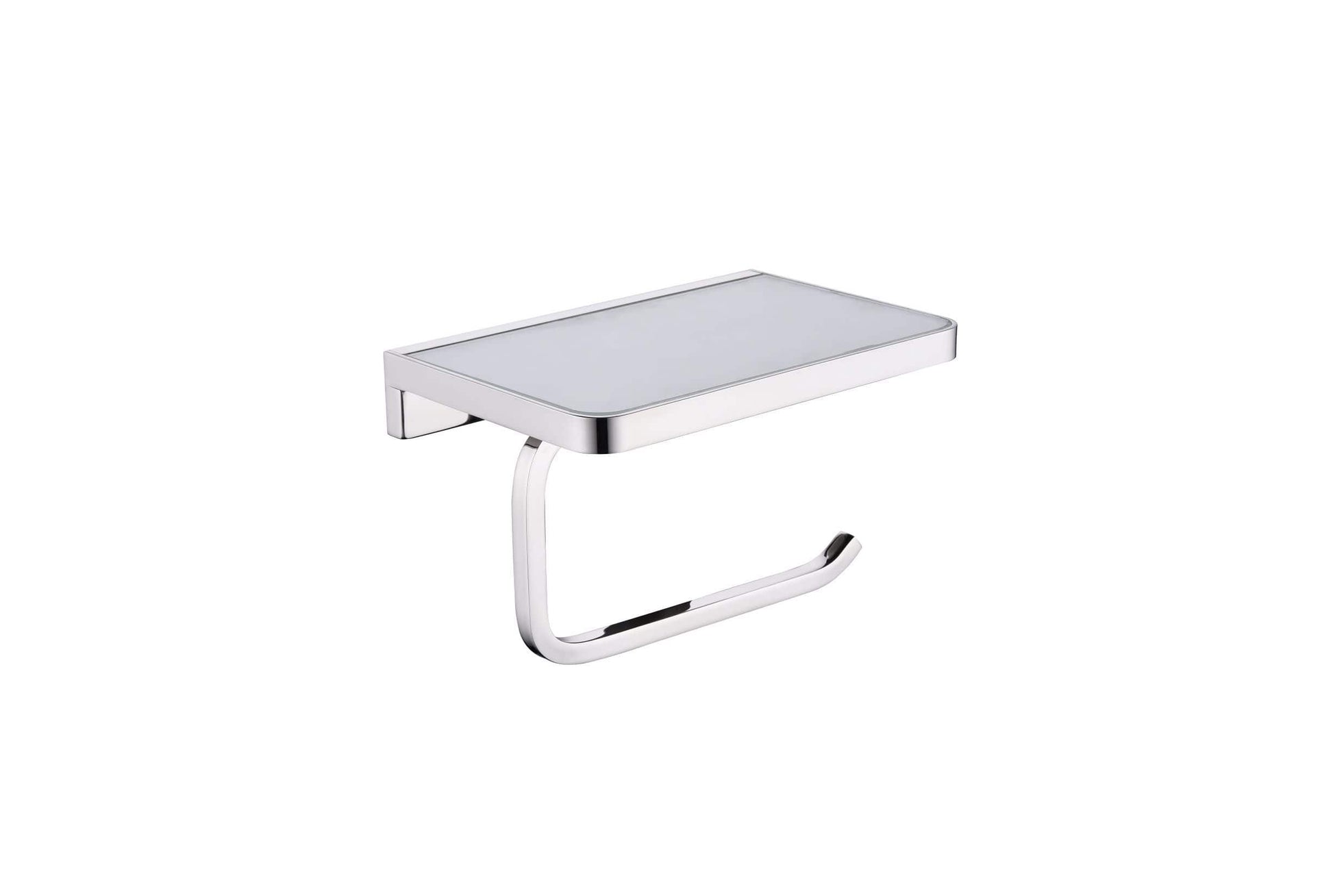 Lexora Bathroom Accessory Set chrome Bagno Bianca Stainless Steel White Glass Shelf w/ Toilet Paper Holder