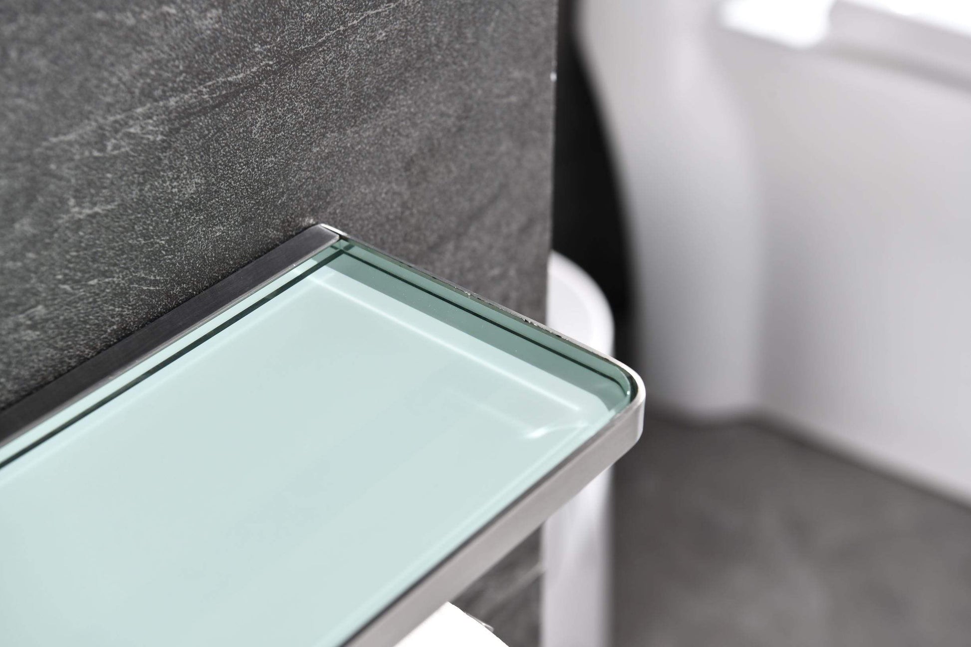 Lexora Bathroom Accessory Set Bagno Bianca Stainless Steel White Glass Shelf w/ Toilet Paper Holder