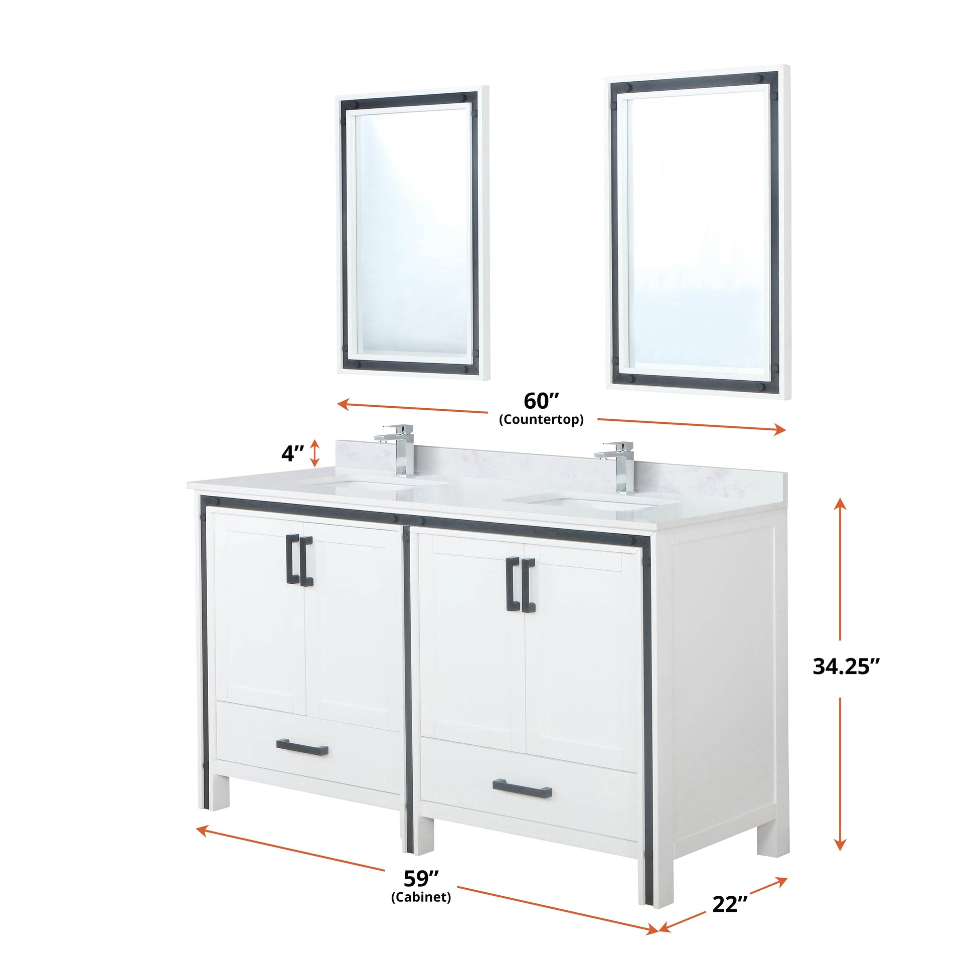 Bell + Modern Bathroom Vanity Augustine 60" x 22" Double Bath Vanity