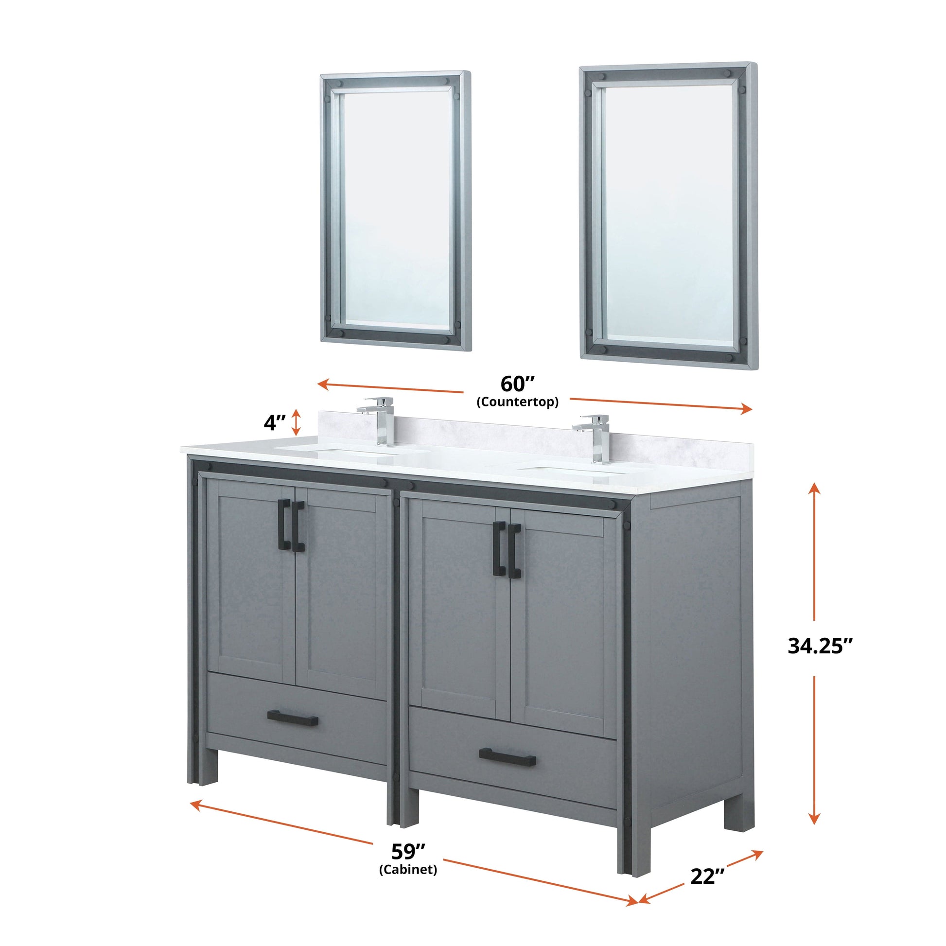 Bell + Modern Bathroom Vanity Augustine 60" x 22" Double Bath Vanity