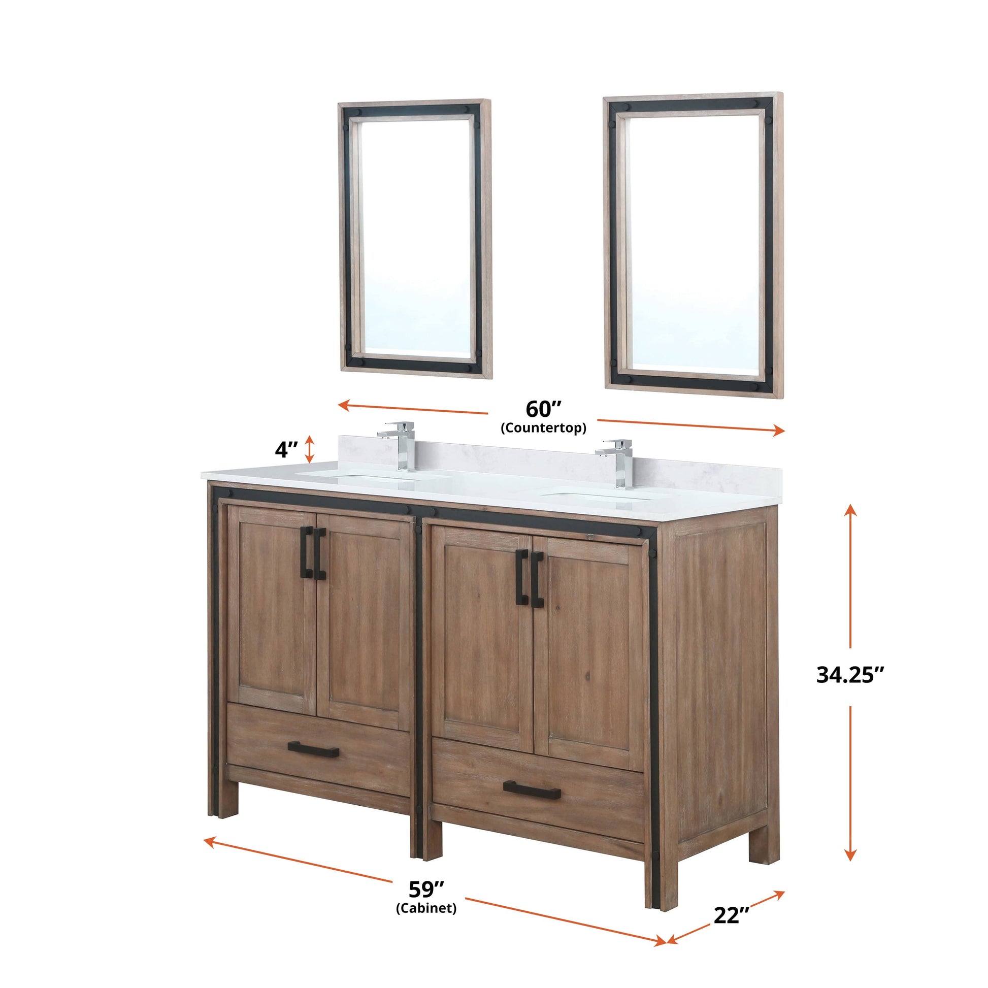 Bell + Modern Bathroom Vanity Augustine 60" x 22" Double Bath Vanity