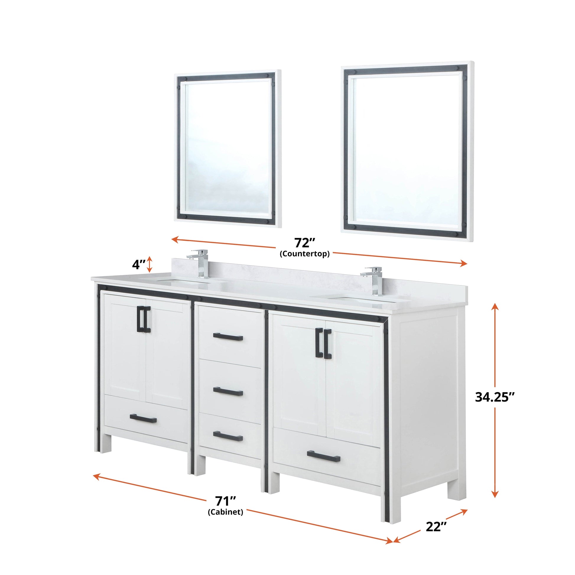 Bell + Modern Bathroom Vanity Augustine 72" x 22" Double Bath Vanity