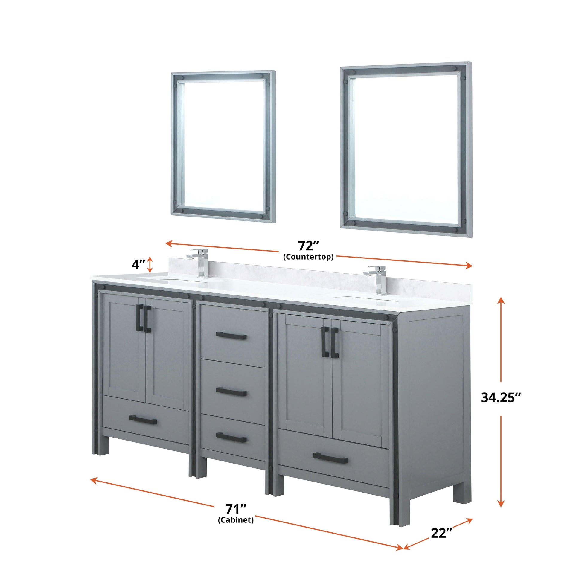 Bell + Modern Bathroom Vanity Augustine 72" x 22" Double Bath Vanity