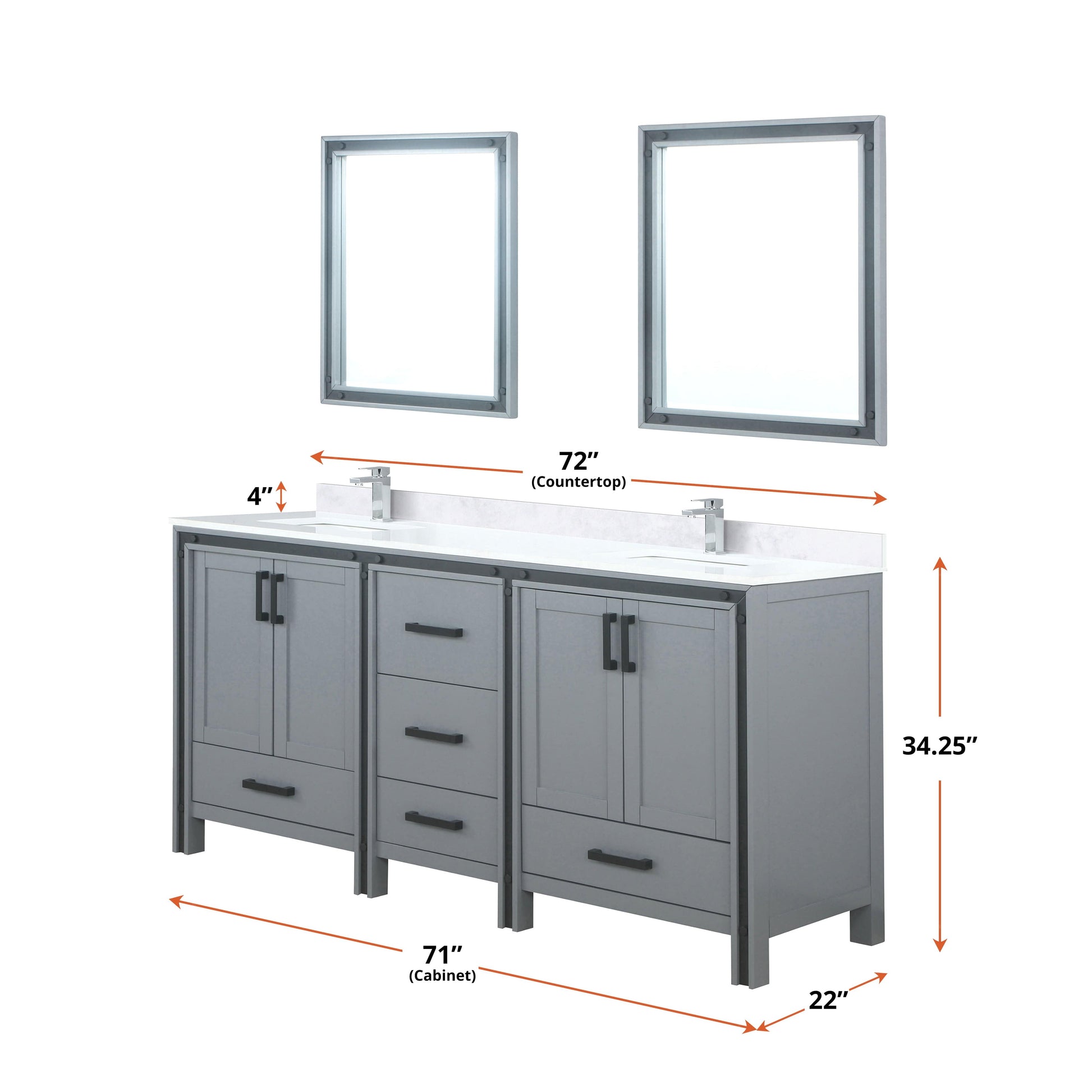 Bell + Modern Bathroom Vanity Augustine 72" x 22" Double Bath Vanity