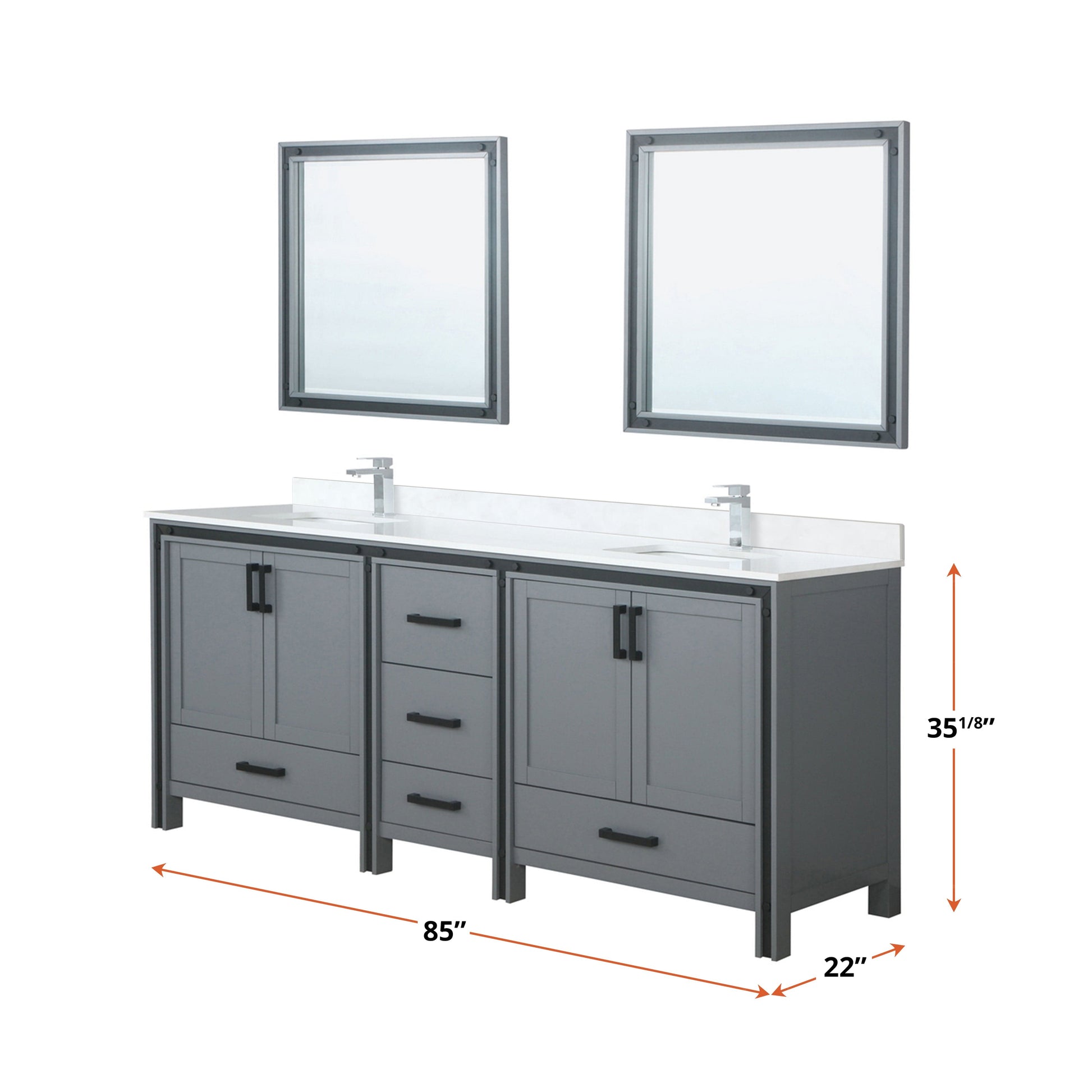 Bell + Modern Bathroom Vanity Augustine 84" x 22" Double Bath Vanity