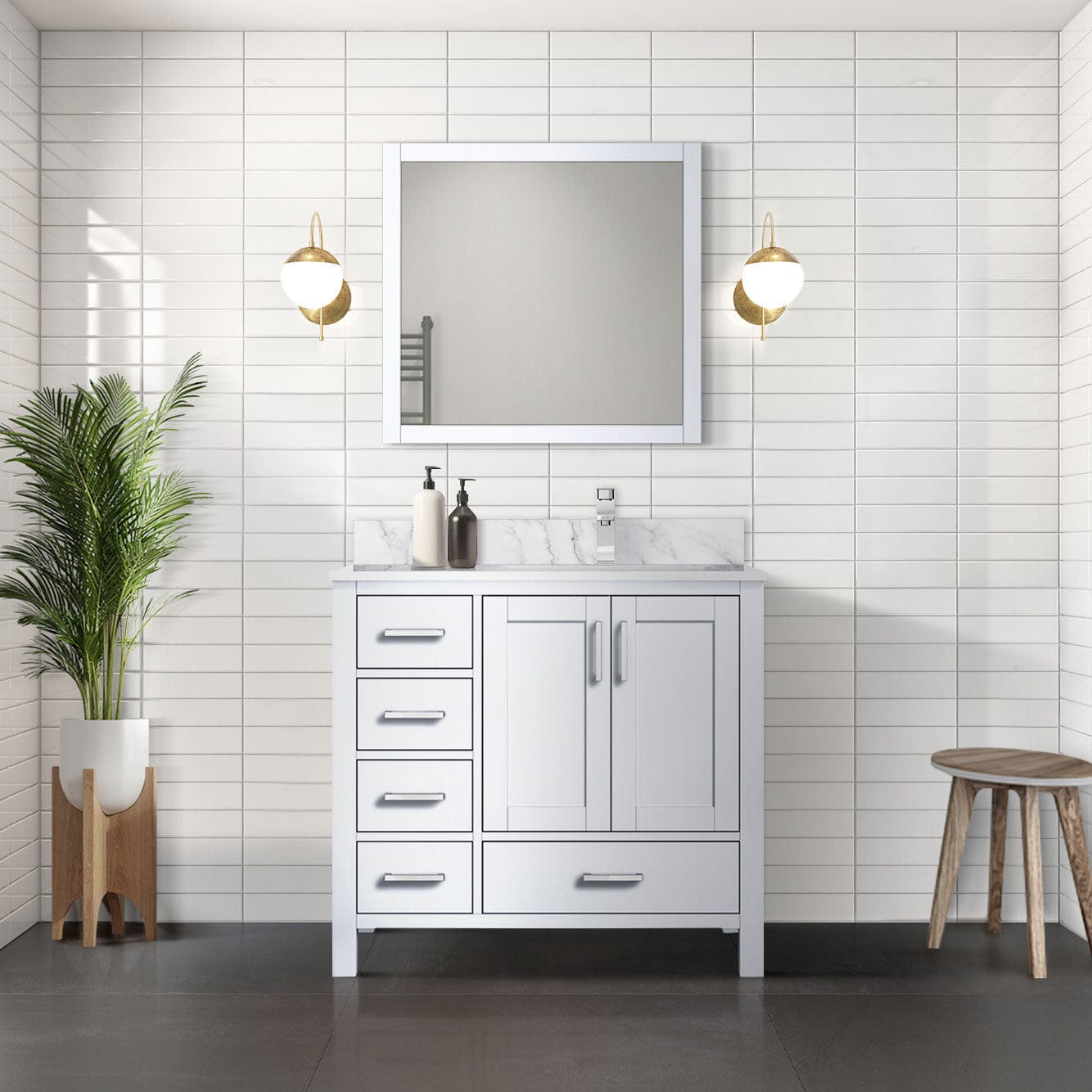Lexora Bathroom Vanity Big Sur 36" x 22" Right Offset Bath Vanity