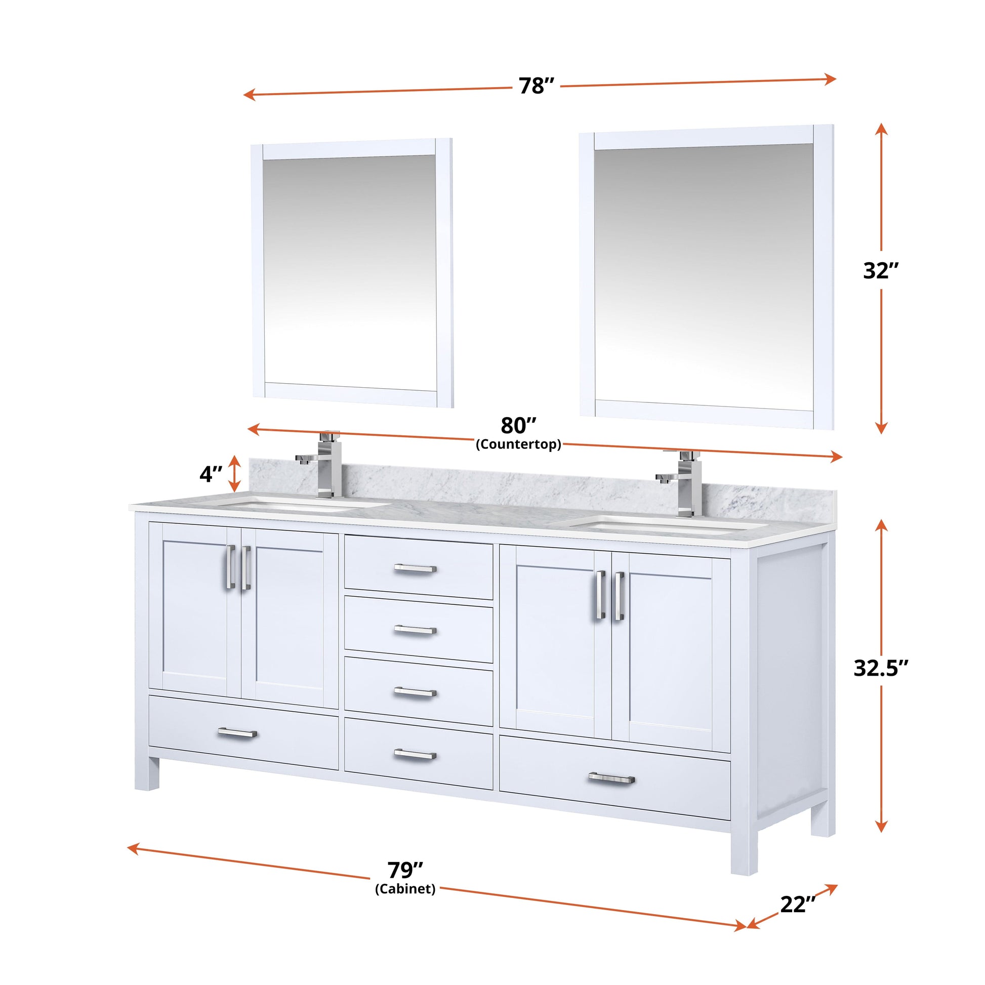 Lexora Bathroom Vanity Big Sur 84" x 22" Double Bath Vanity