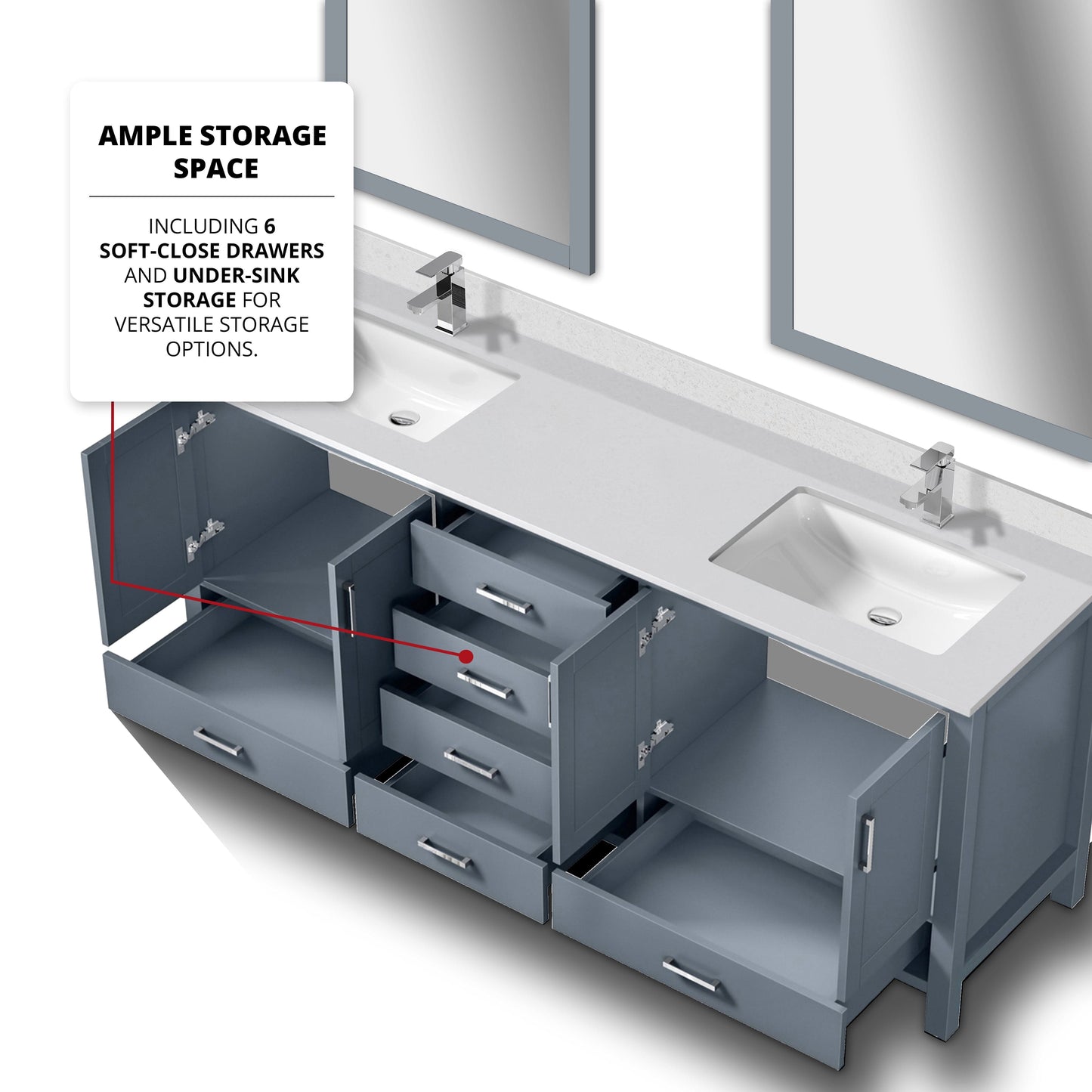 Lexora Bathroom Vanity Big Sur 80" x 22" Double Bath Vanity