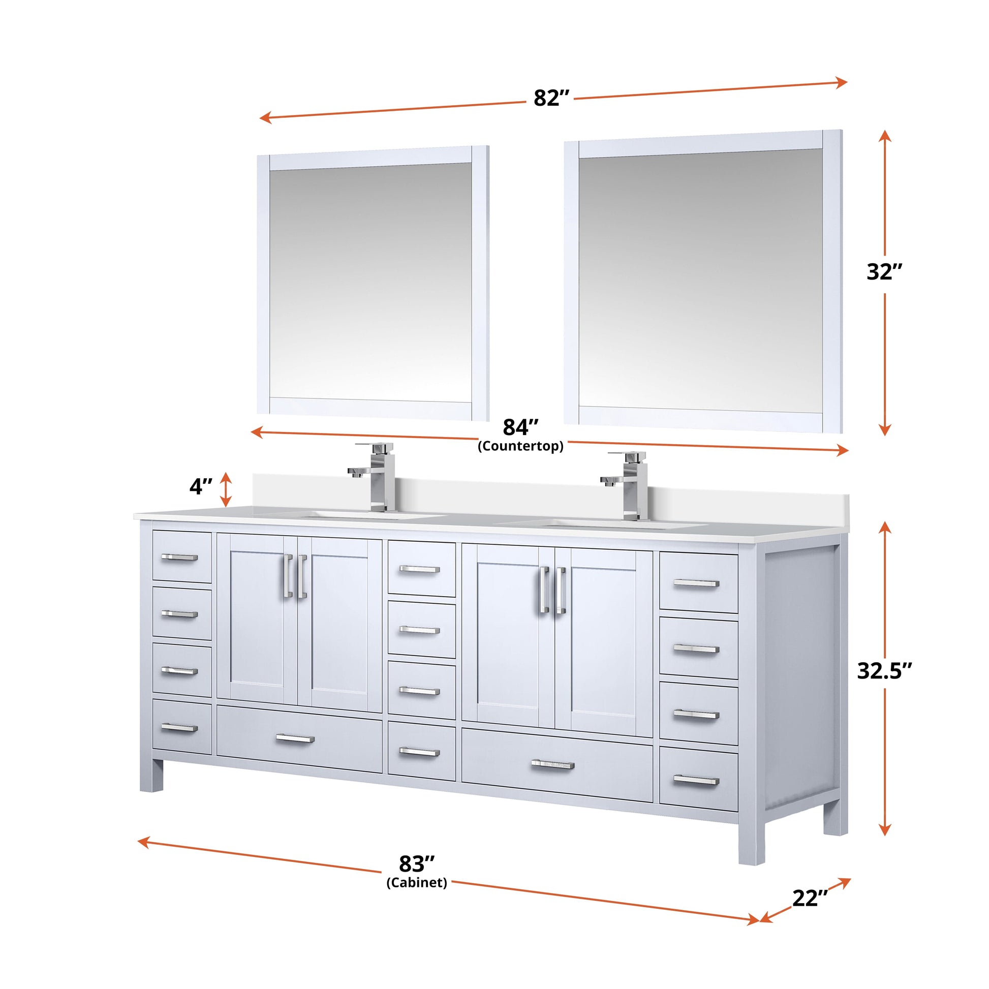 Lexora Bathroom Vanity Big Sur 84" x 22" Double Bath Vanity