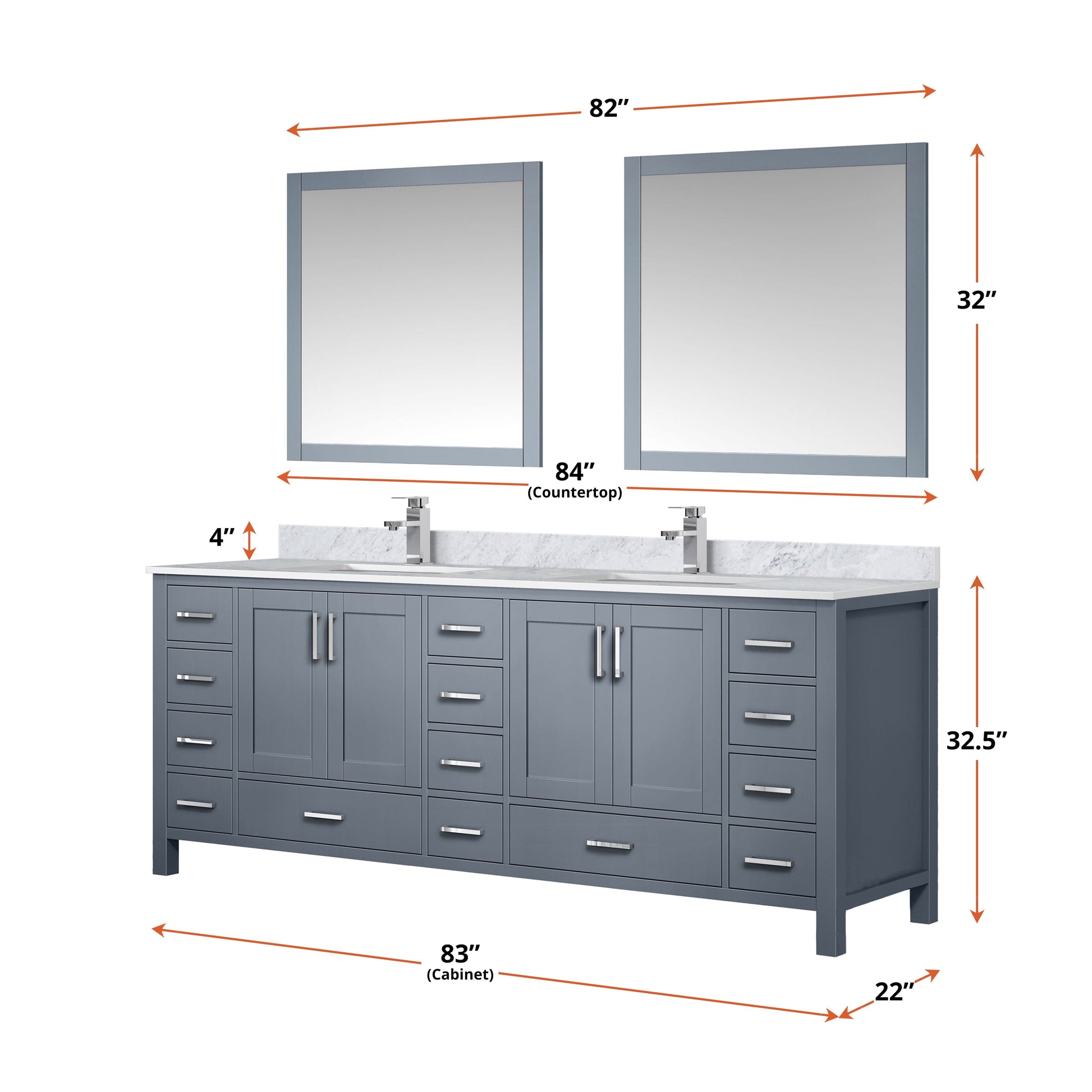 Lexora Bathroom Vanity Big Sur 84" x 22" Double Bath Vanity