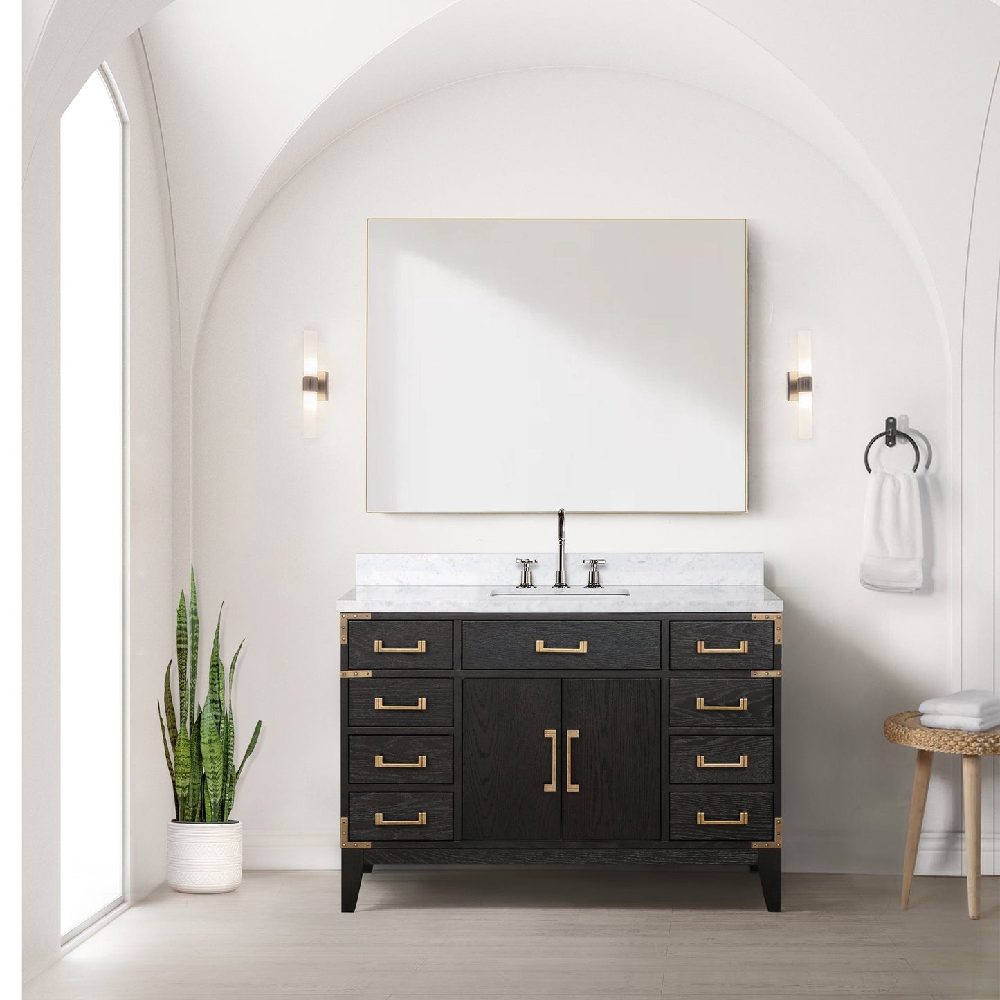 Lexora Bathroom Vanity Black Oak / No Faucet / No Mirror Laurel 48" x 22" Single Bath Vanity