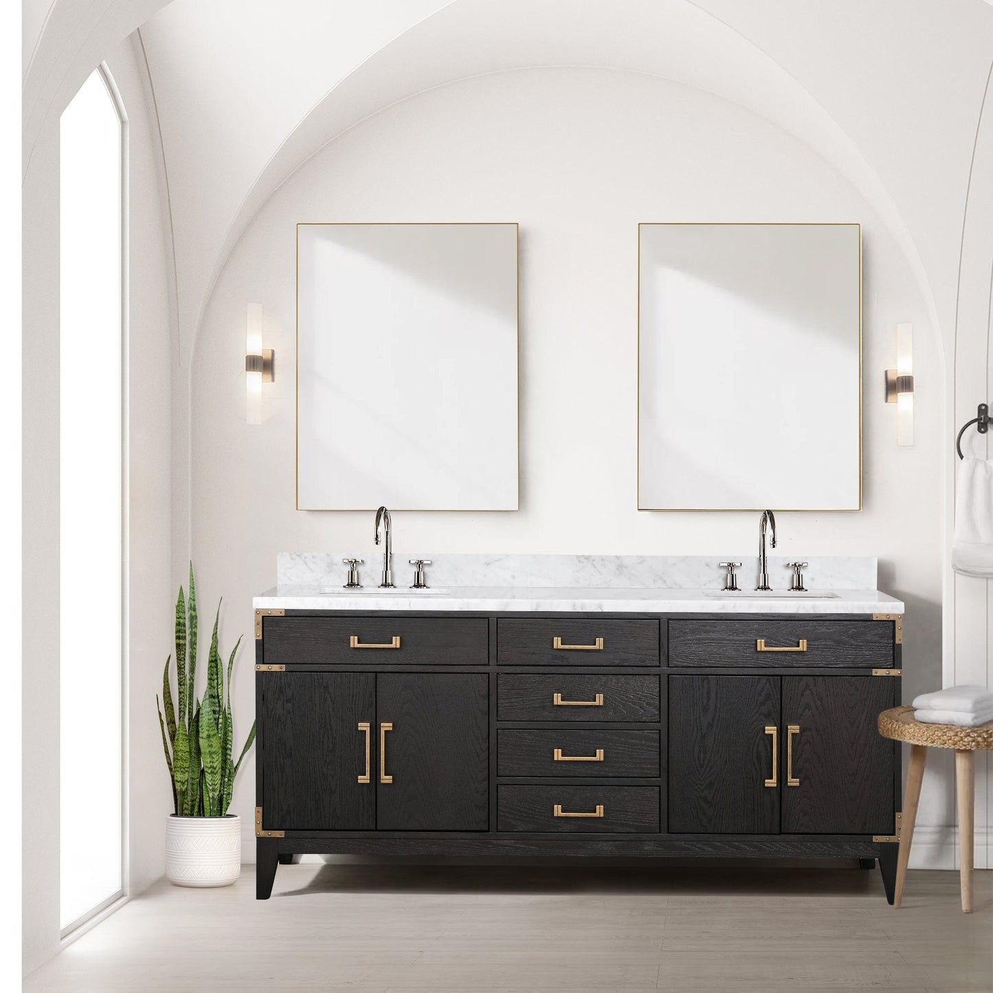 Lexora Bathroom Vanity Black Oak / No Faucet / No Mirror Laurel 72 " x 22" Double Bath Vanity