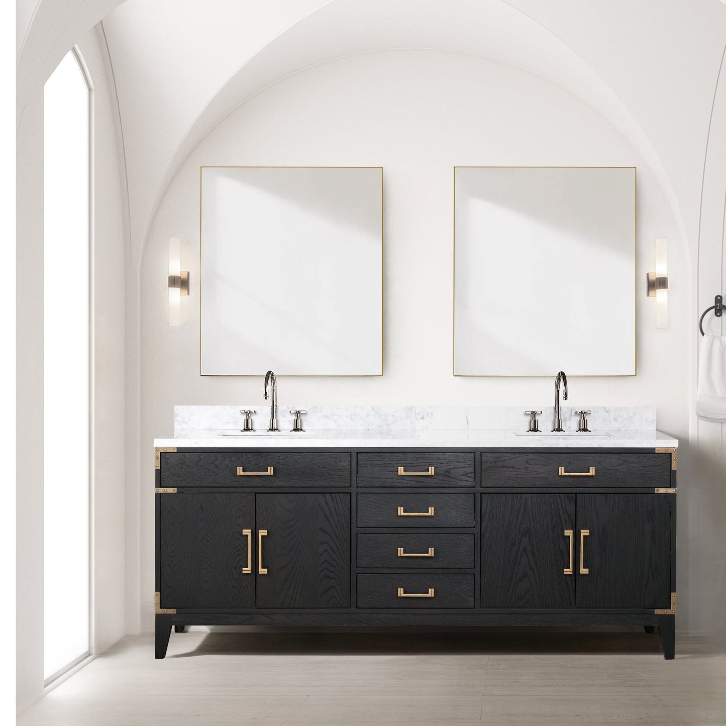 Lexora Bathroom Vanity Black Oak / No Faucet / No Mirror Laurel 80" x 22" Double Bath Vanity