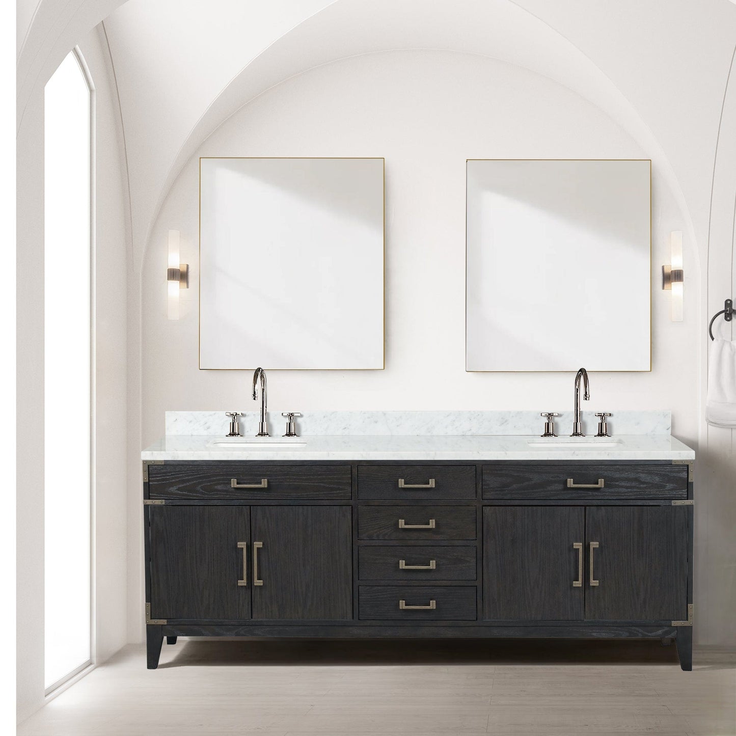 Lexora Bathroom Vanity Black Oak / No Faucet / No Mirror Laurel 84" x 22" Double Bath Vanity