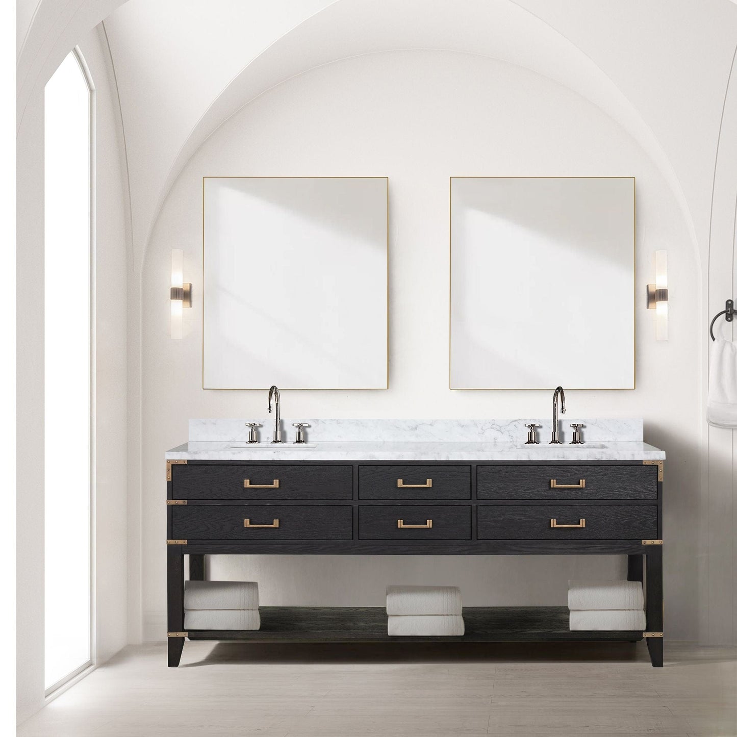 Lexora Bathroom Vanity Black Oak / No Faucet / No Mirror Norwalk 80" x 22" Double Bath Vanity
