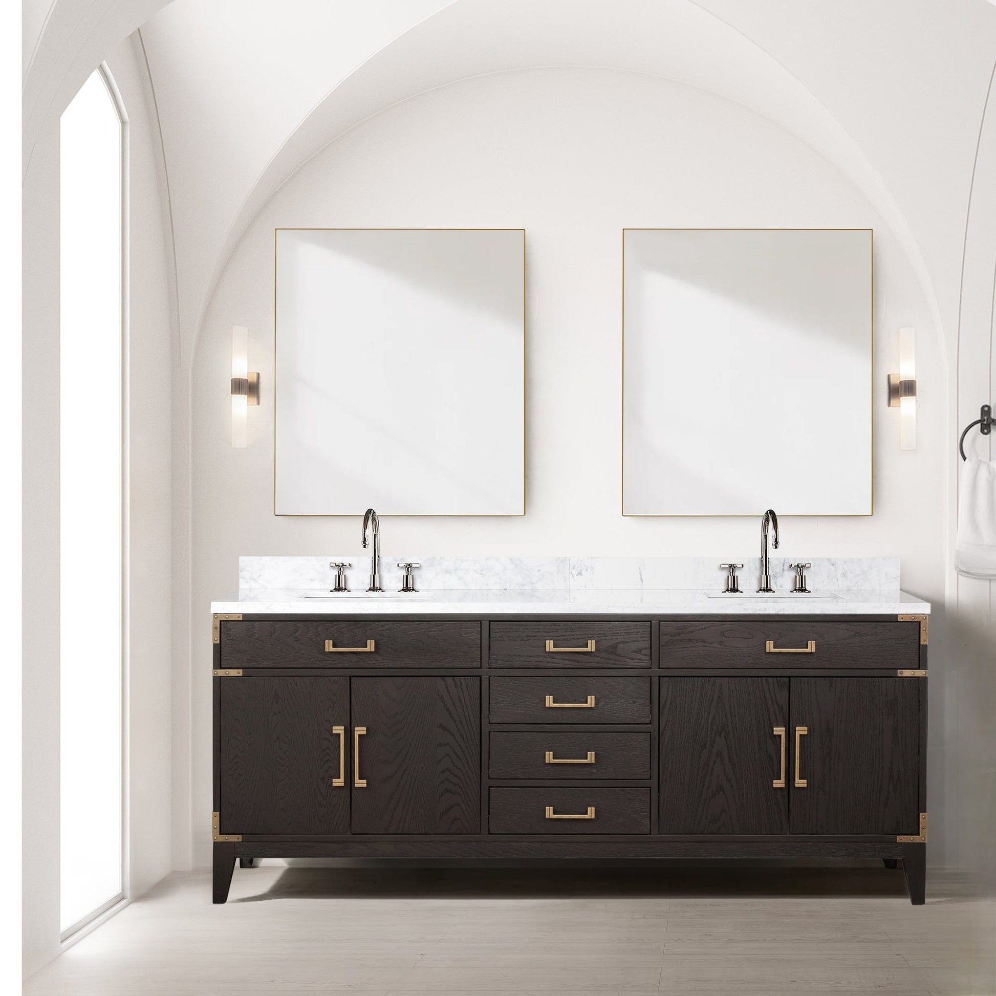 Lexora Bathroom Vanity Brown Oak / No Faucet / No Mirror Laurel 80" x 22" Double Bath Vanity