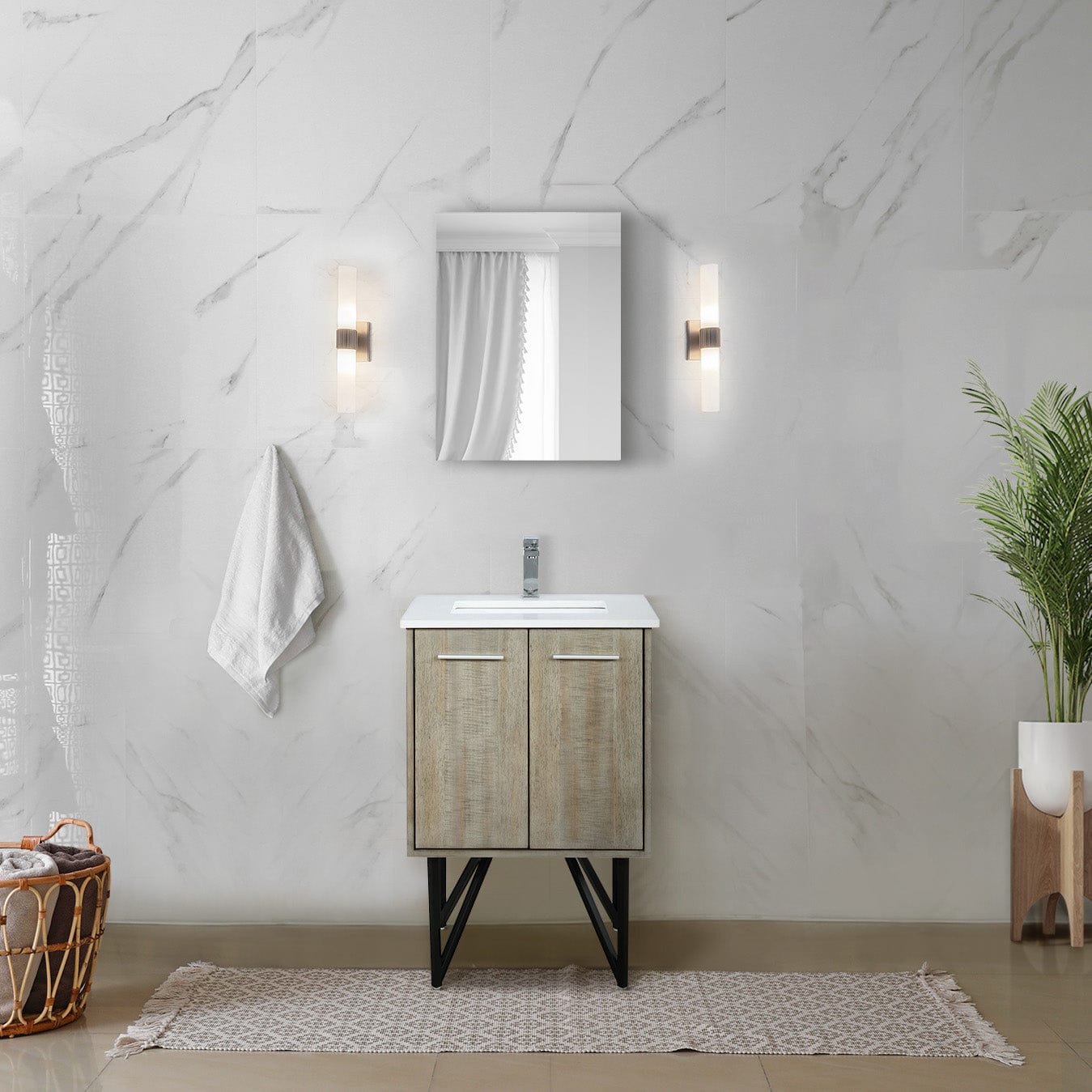 Lexora Bathroom Vanity Cultured Marble / Chrome Faucet / No Mirror Lancy  24" Bathroom Vanity