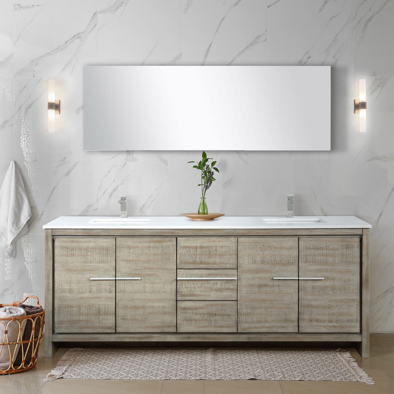 Lexora Bathroom Vanity Cultured Marble / No Faucet / No Mirror Lafarre 80" Rustic Acacia Double Bathroom Vanity