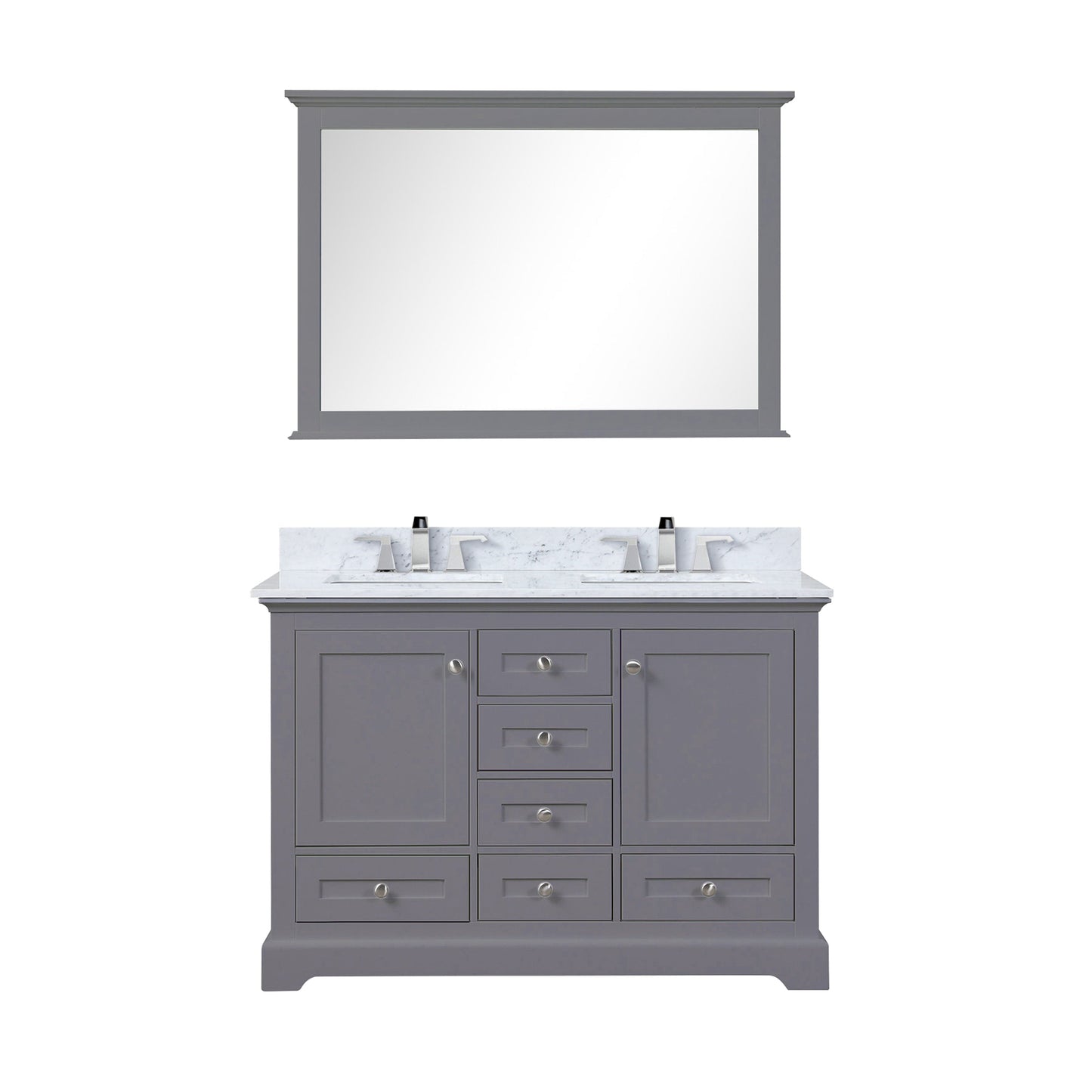 Lexora Bathroom Vanity Dark Grey / Carrara Marble / No Mirror Dukes 48" x 22" Double Bath Vanity
