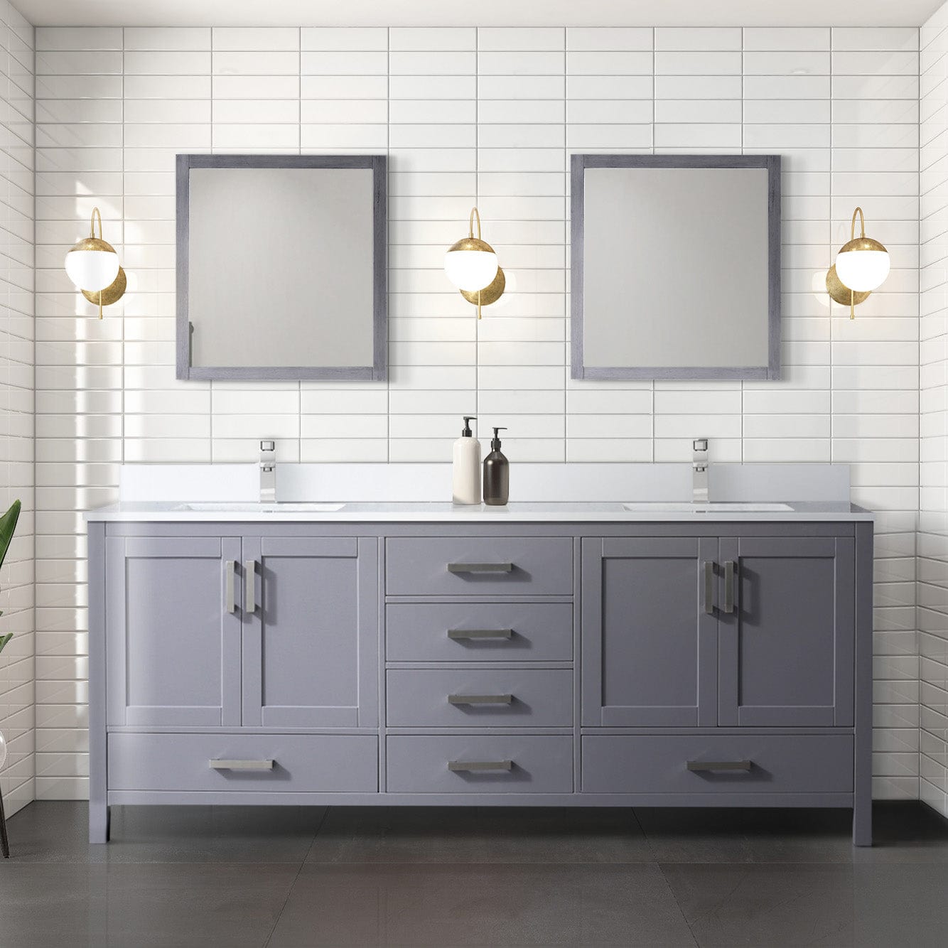 Lexora Bathroom Vanity Dark Grey / Cultured Marble / No Mirror Big Sur 80" x 22" Double Bath Vanity