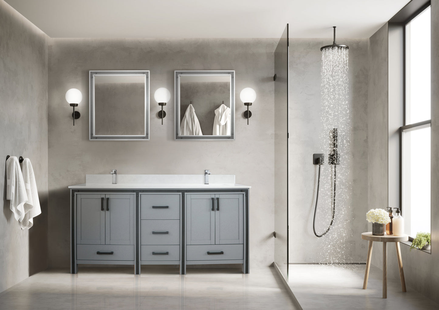 Bell + Modern Bathroom Vanity Dark Grey / No Countertop / No Mirror Augustine 72" x 22" Double Bath Vanity