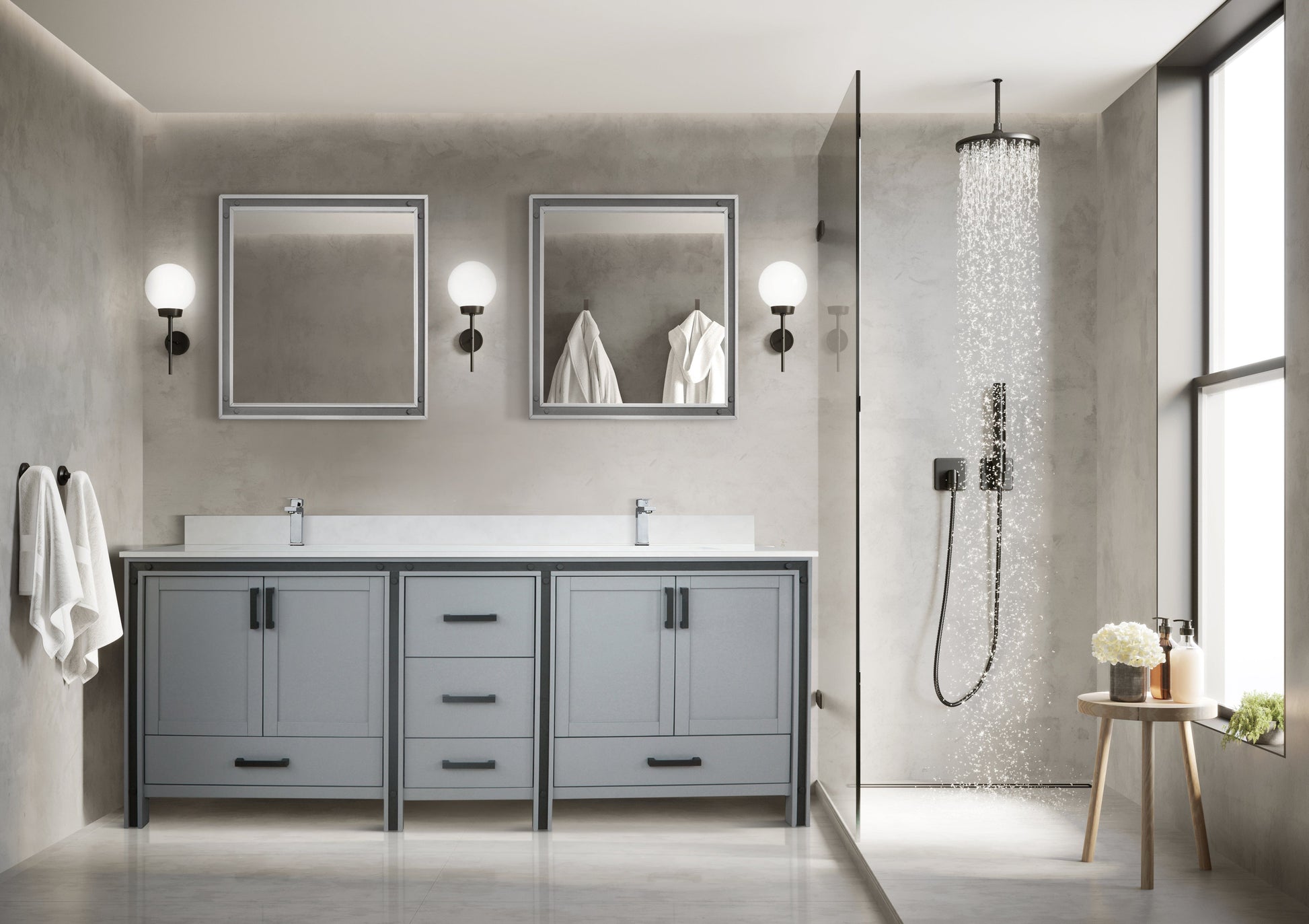 Bell + Modern Bathroom Vanity Dark Grey / No Countertop / No Mirror Augustine 84" x 22" Double Bath Vanity