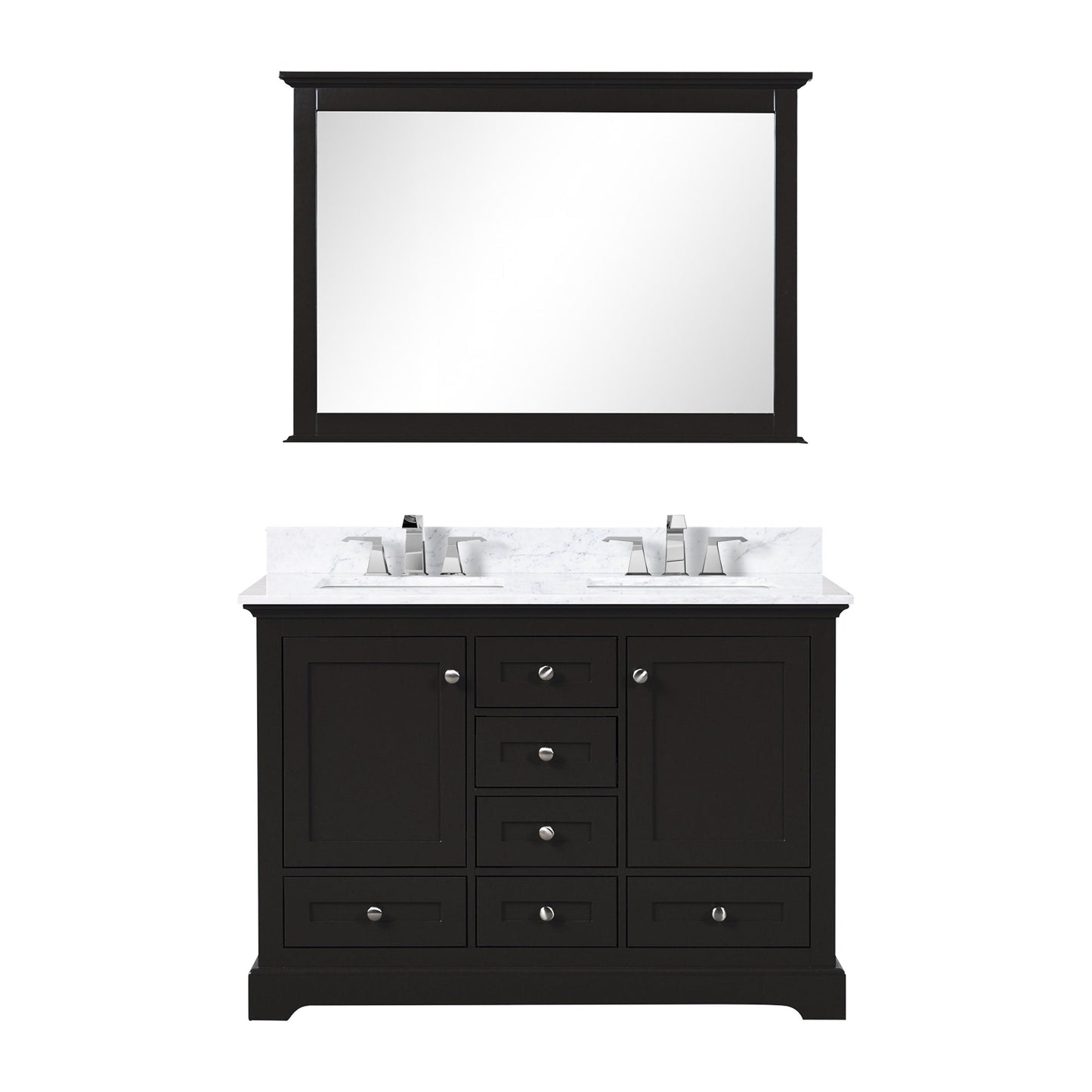 Lexora Bathroom Vanity Espresso / Carrara Marble / No Mirror Dukes 48" x 22" Double Bath Vanity
