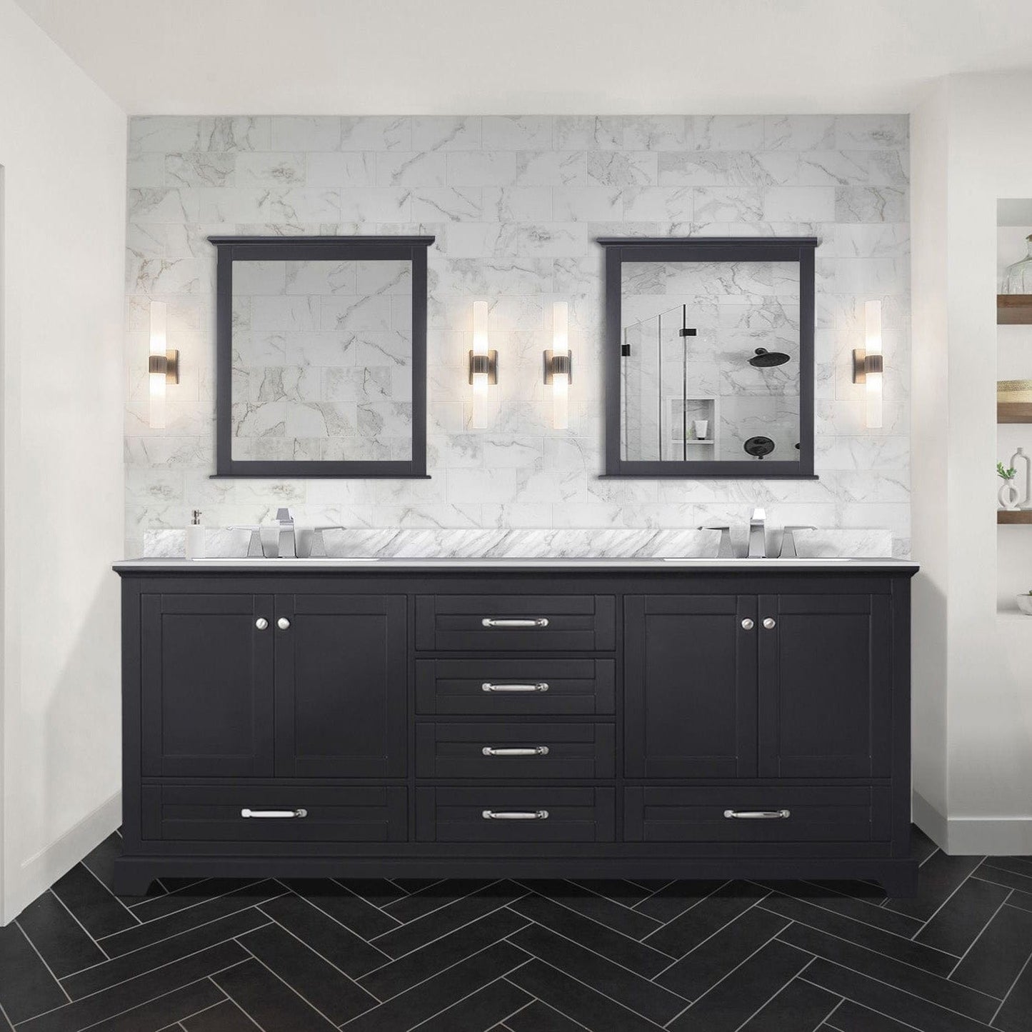 Lexora Bathroom Vanity Espresso / Carrara Marble / No Mirror Dukes 80" x 22" Double Bath Vanity