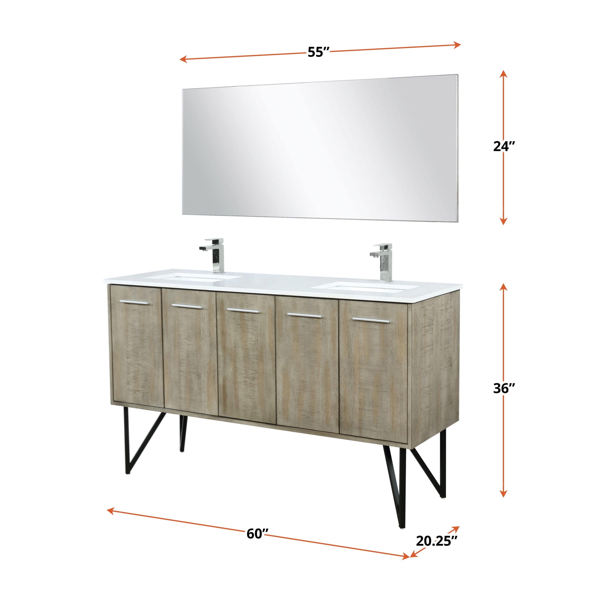 Lexora Bathroom Vanity Lancy  60" Double Bathroom Vanity