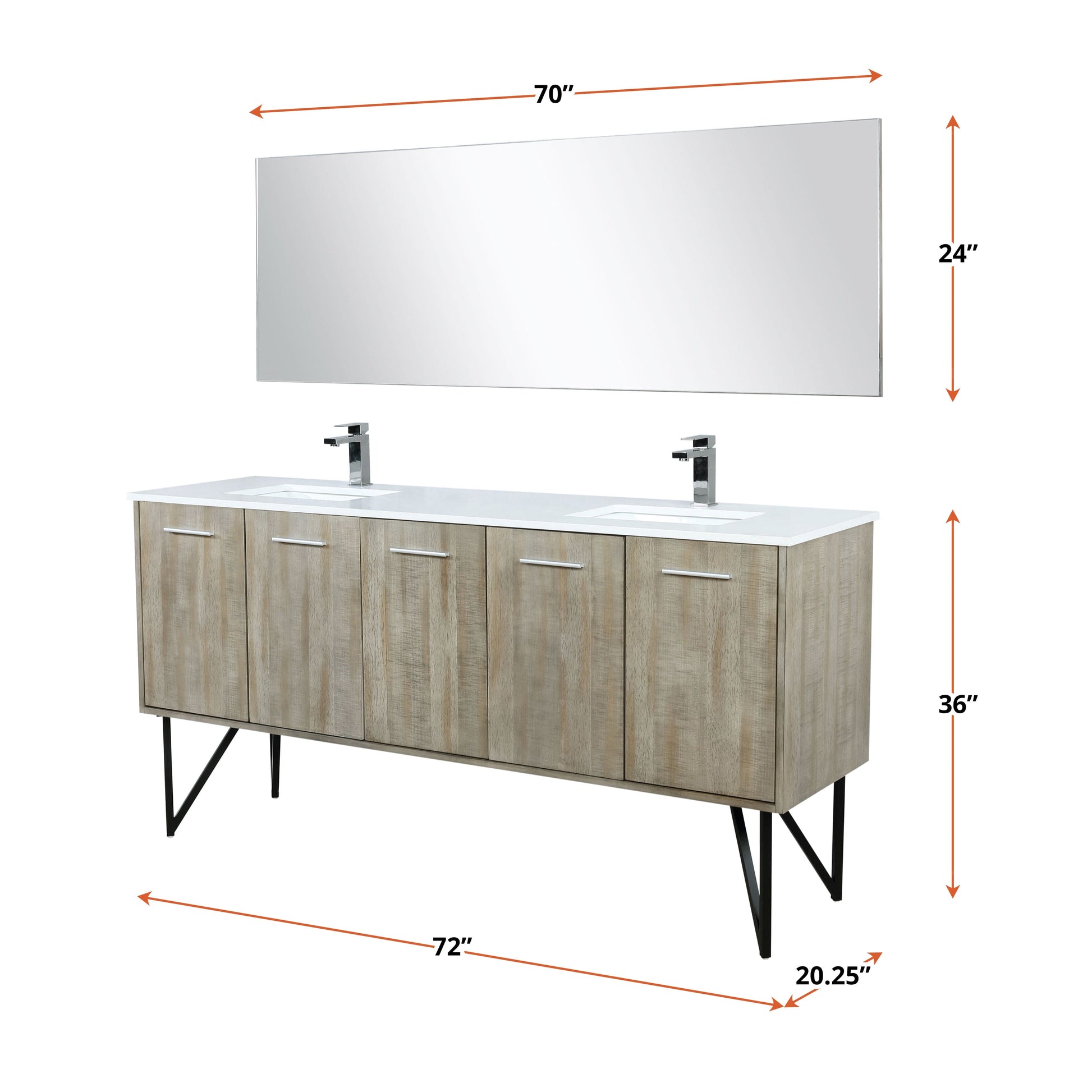 Lexora Bathroom Vanity Lancy  72" Double Bathroom Vanity