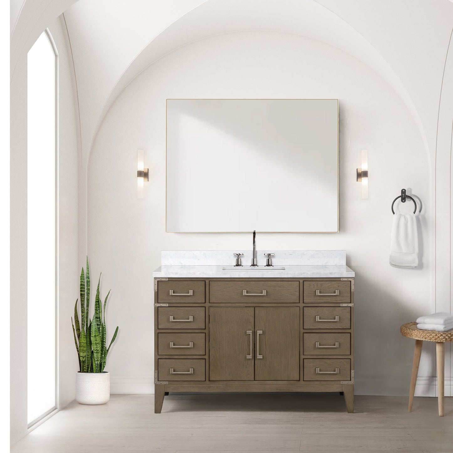 Lexora Bathroom Vanity Grey Oak / No Faucet / No Mirror Laurel 48" x 22" Single Bath Vanity
